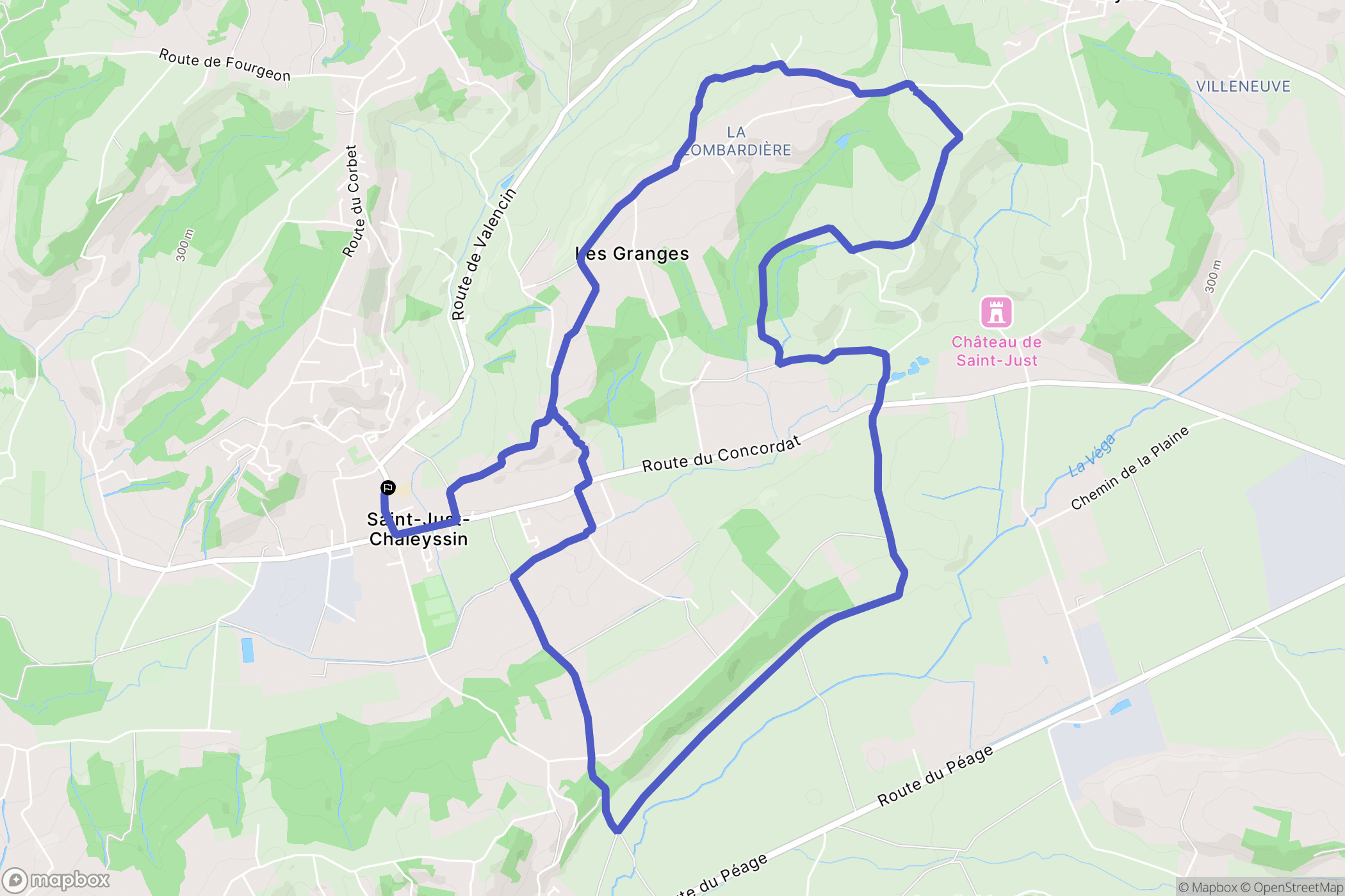 Saint-Just-Chaleyssin : carte du parcours de randonnée - France