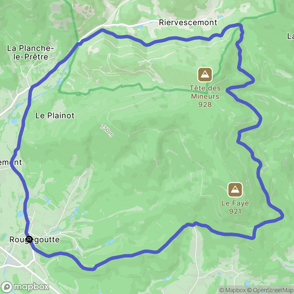Rougegoutte : carte du parcours de randonnée - France