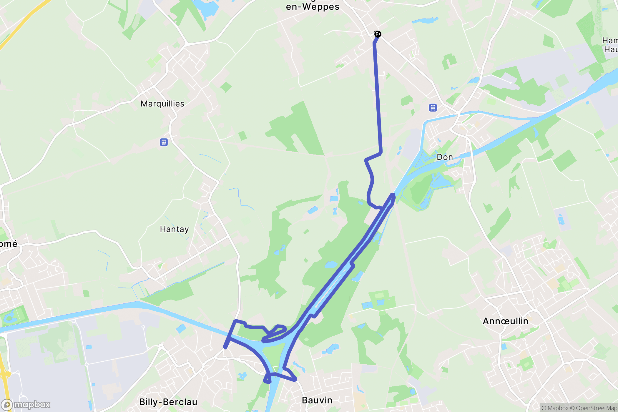 Sainghin-en-Weppes : carte du parcours de randonnée - France
