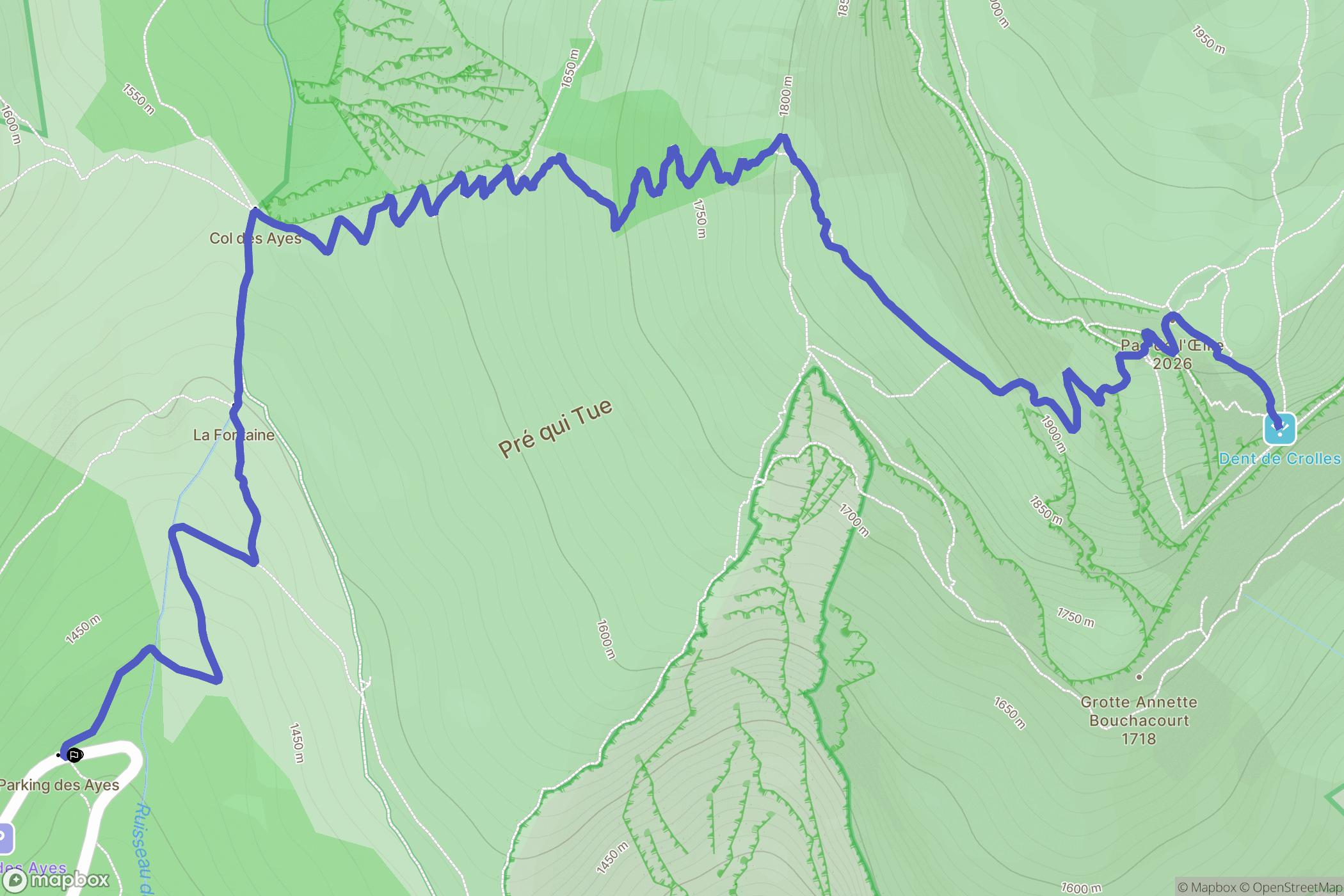 Plateau-des-Petites-Roches : carte du parcours de randonnée - France