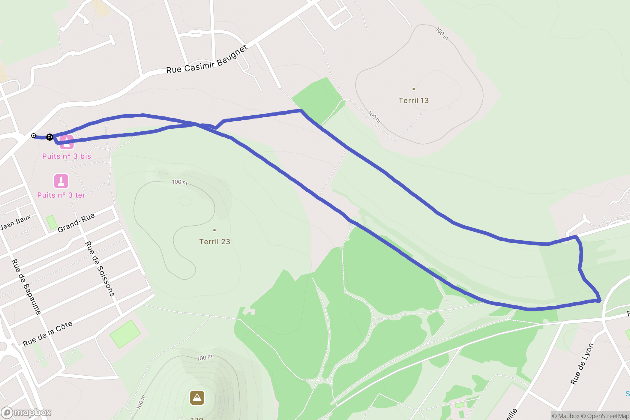Auchel : carte du parcours de randonnée - France
