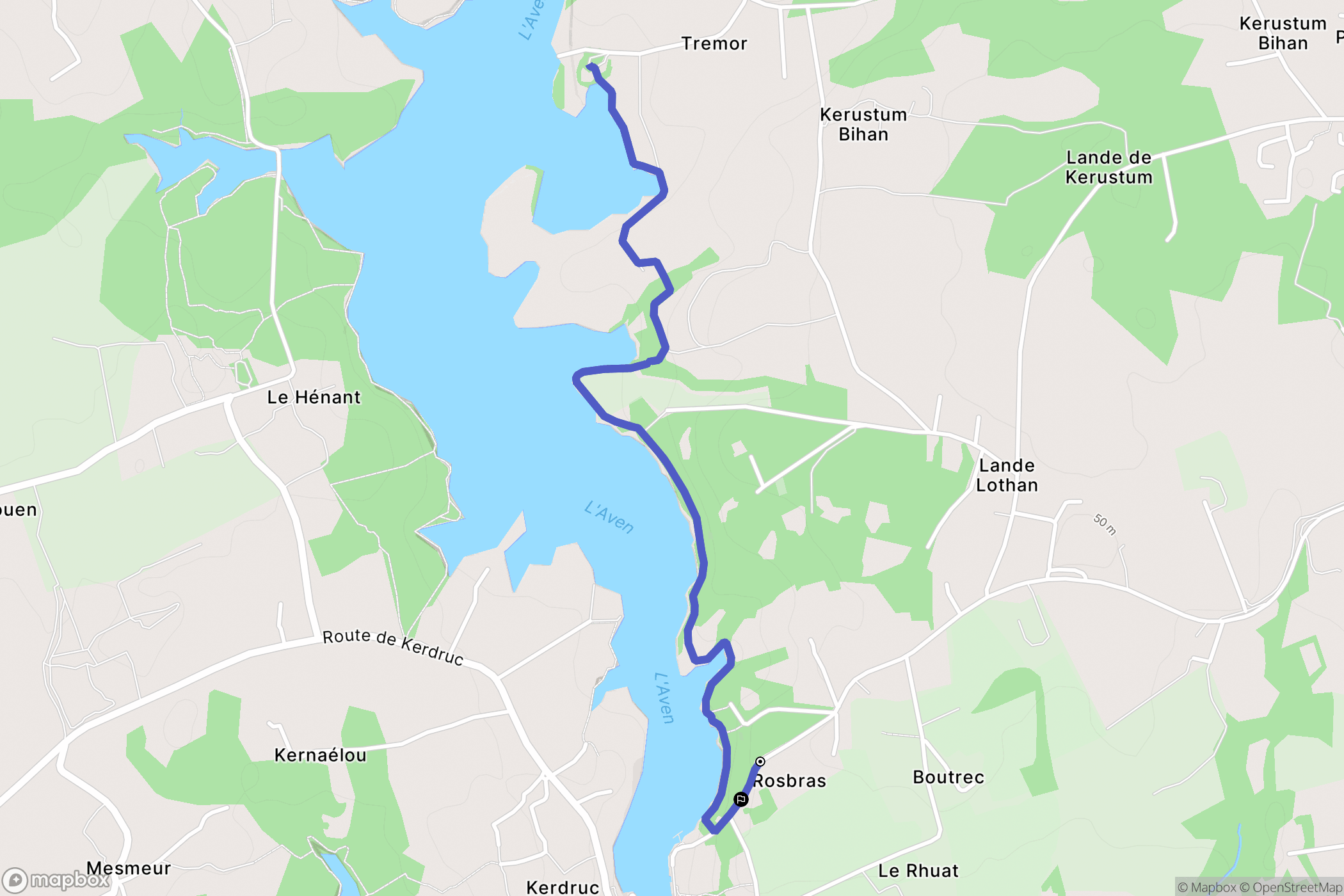 Riec-sur-Bélon : carte du parcours de randonnée - France