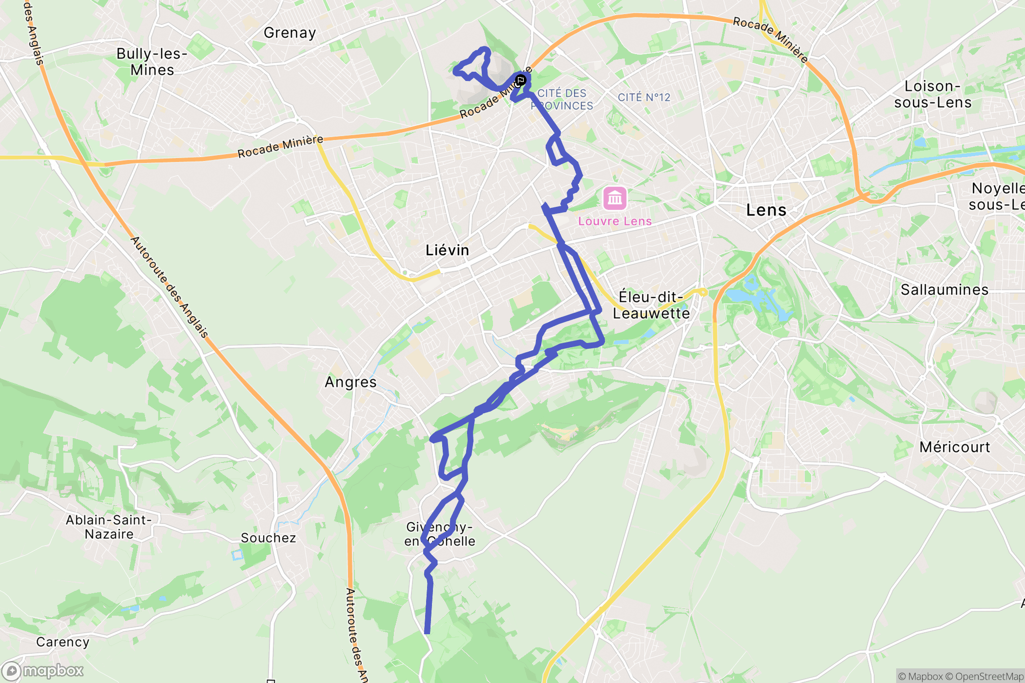 Loos-en-Gohelle : carte du parcours de randonnée - France
