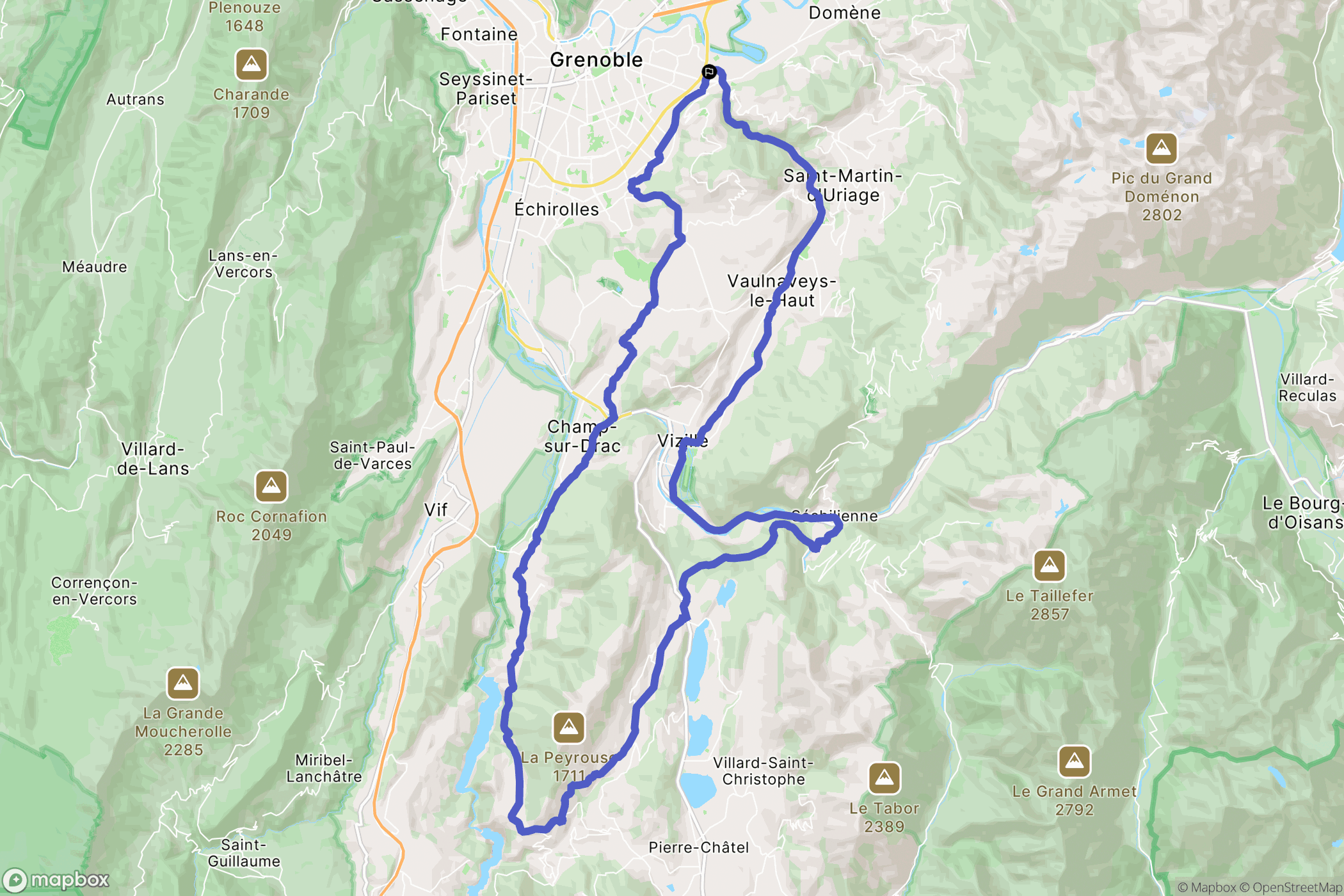 Gières : carte du parcours de randonnée - France