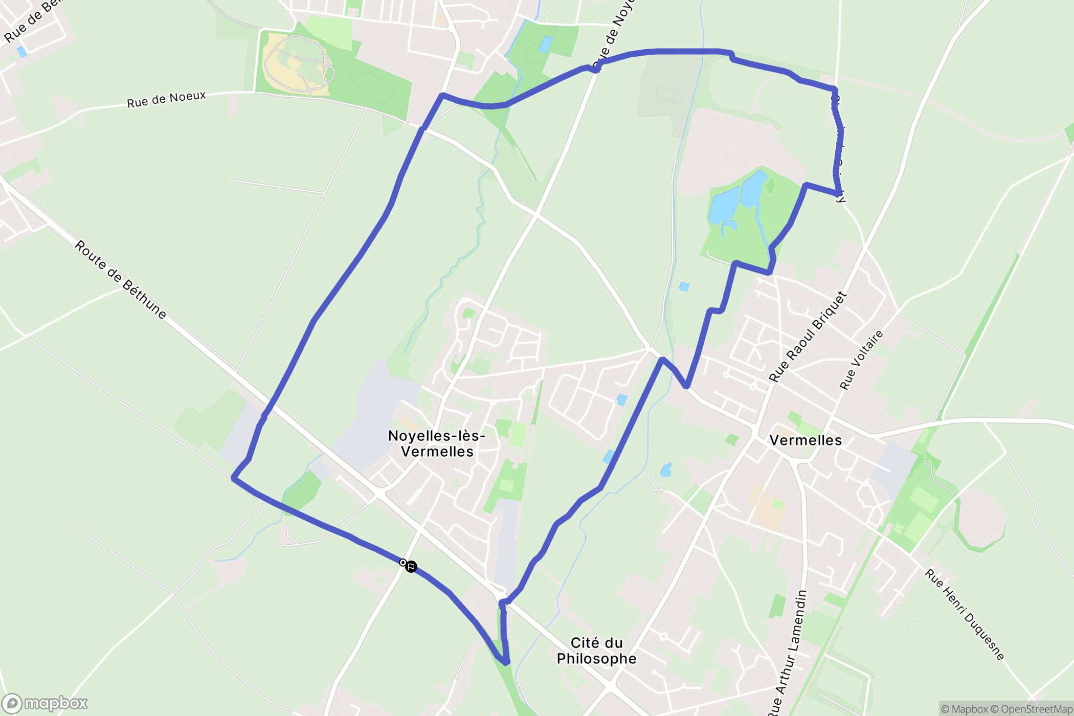 Noyelles-lès-Vermelles : carte du parcours de randonnée - France