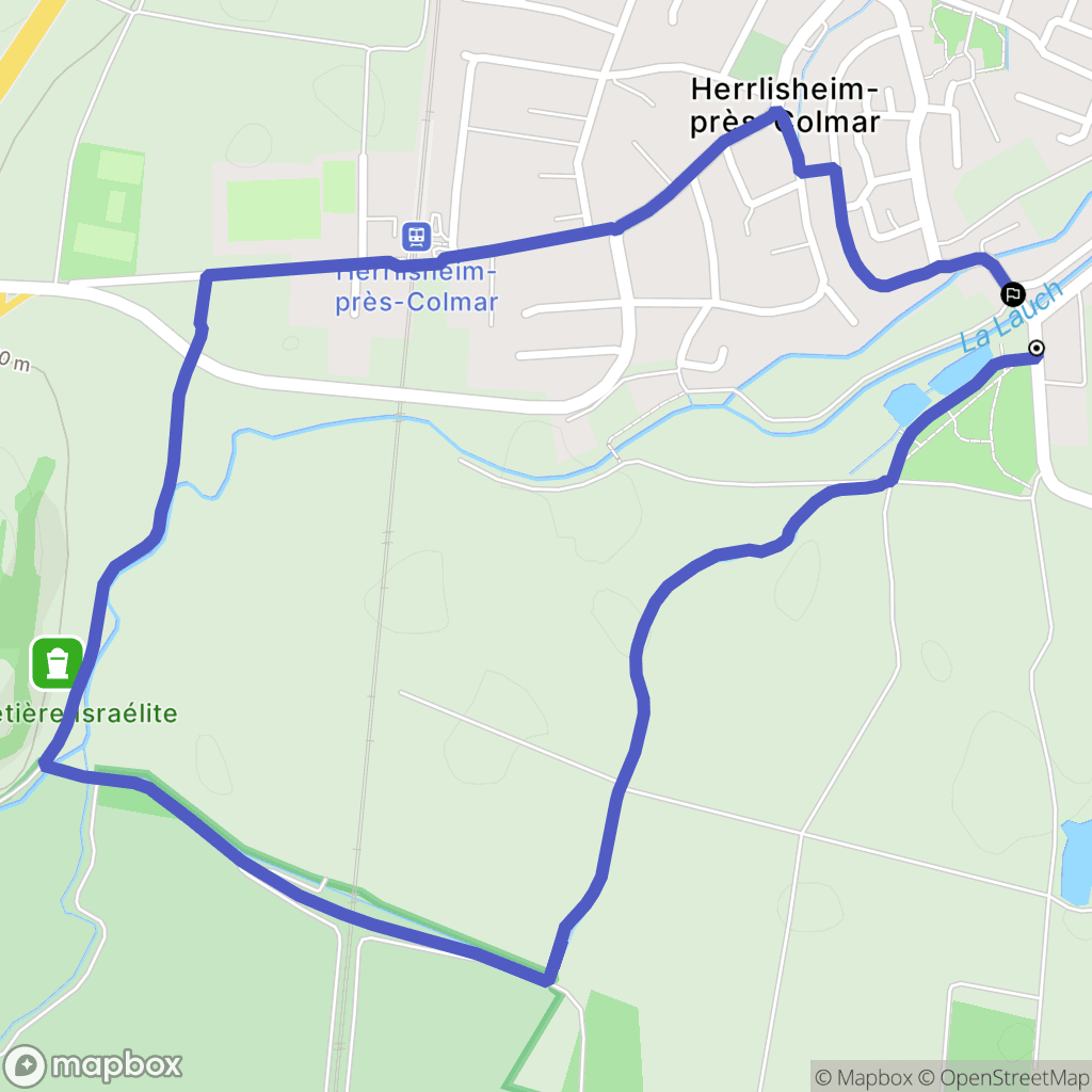 Herrlisheim-prés-Colmar : carte du parcours de randonnée - France