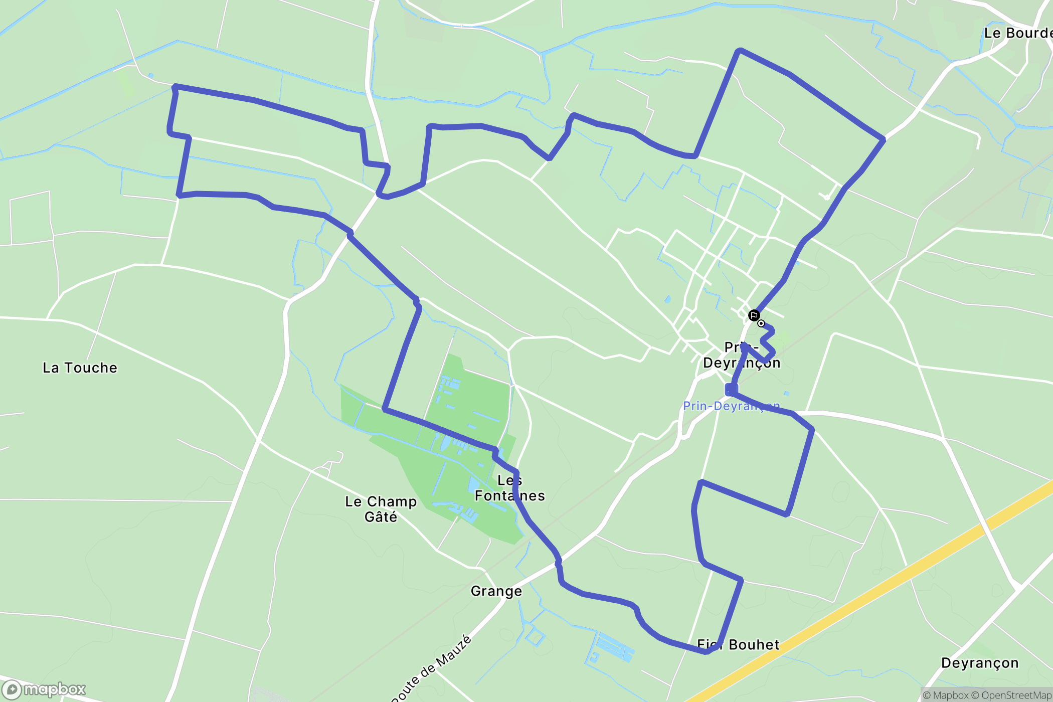 Prin-Deyrançon : carte du parcours de randonnée - France
