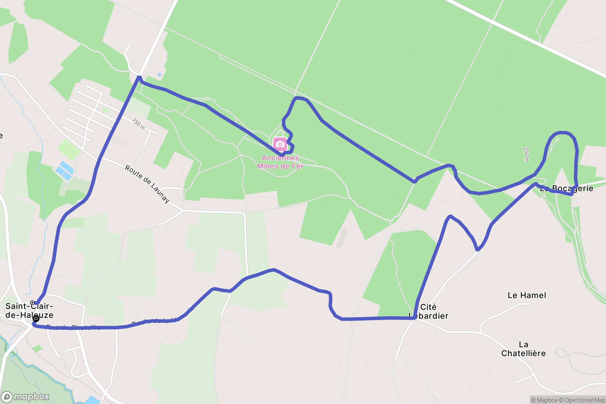 Saint-Clair-de-Halouze : carte du parcours de randonnée - France