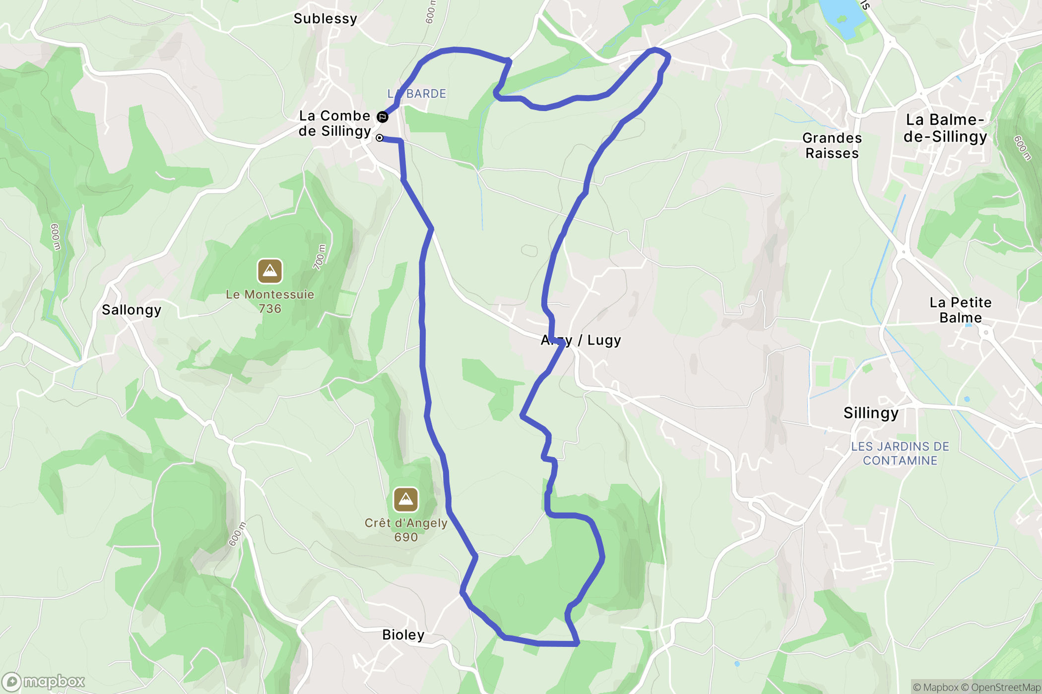 Sillingy : carte du parcours de randonnée - France