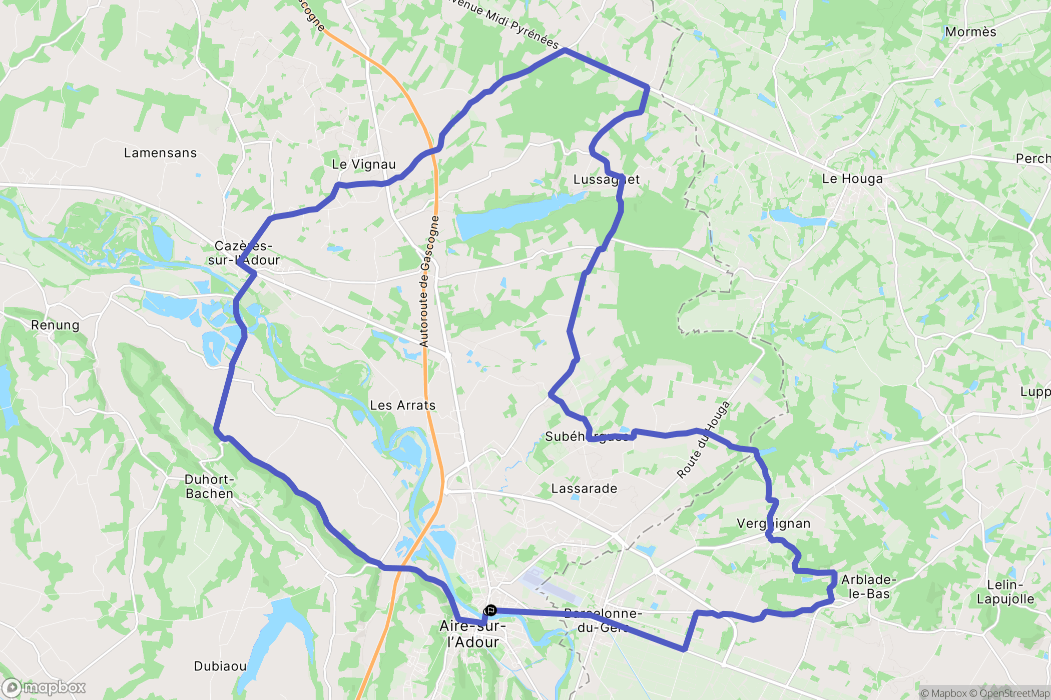 Aire-sur-l'Adour : carte du parcours de randonnée - France