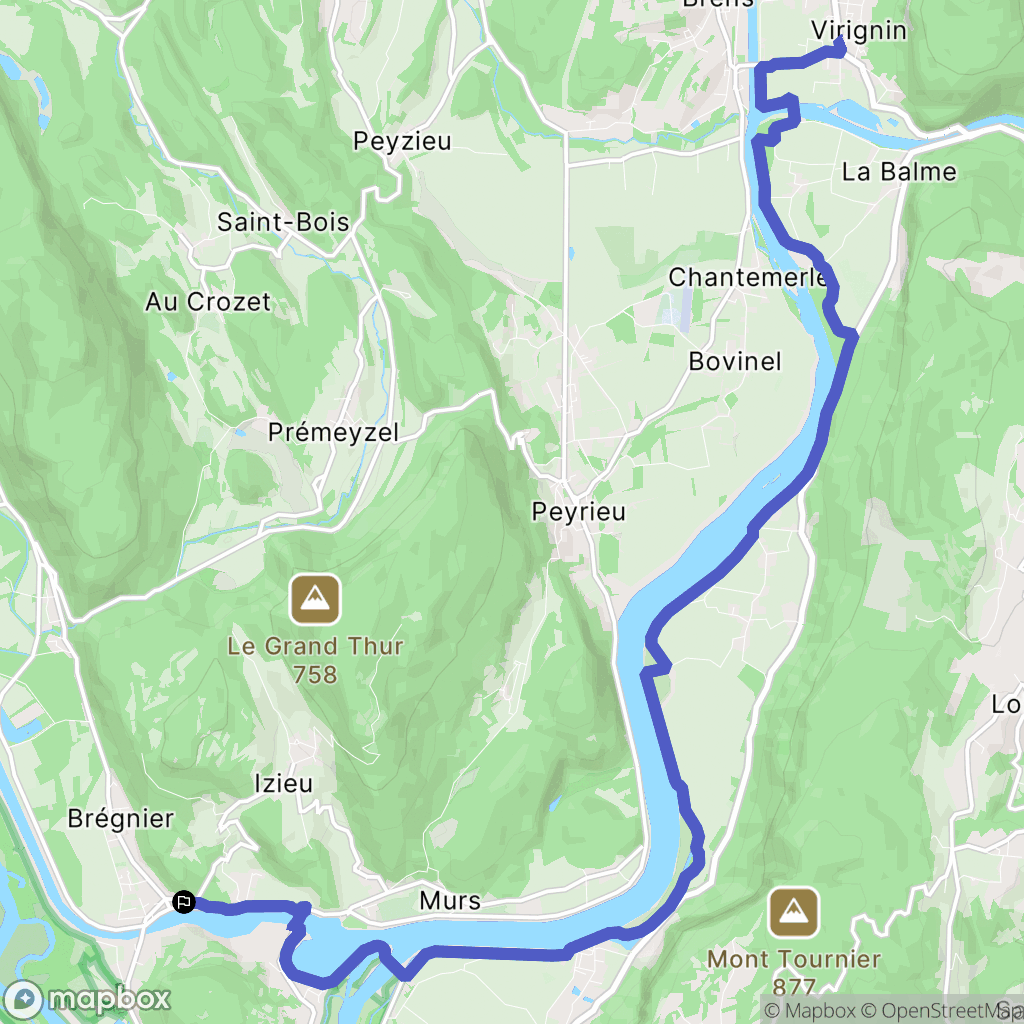 Brégnier-Cordon : carte du parcours de randonnée - France