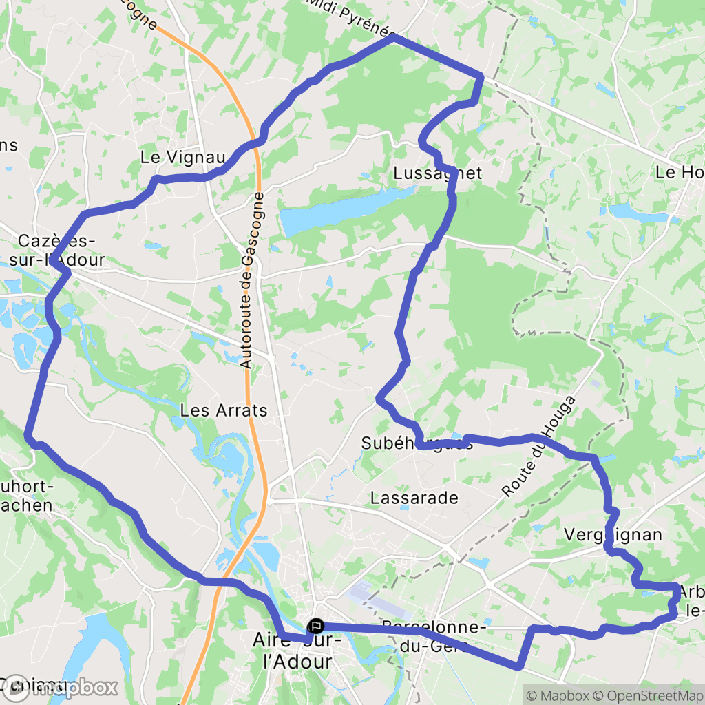 Aire-sur-l'Adour : carte du parcours de randonnée - France