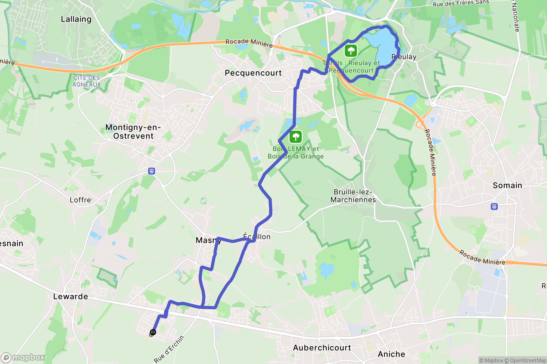 Masny : carte du parcours de randonnée - France