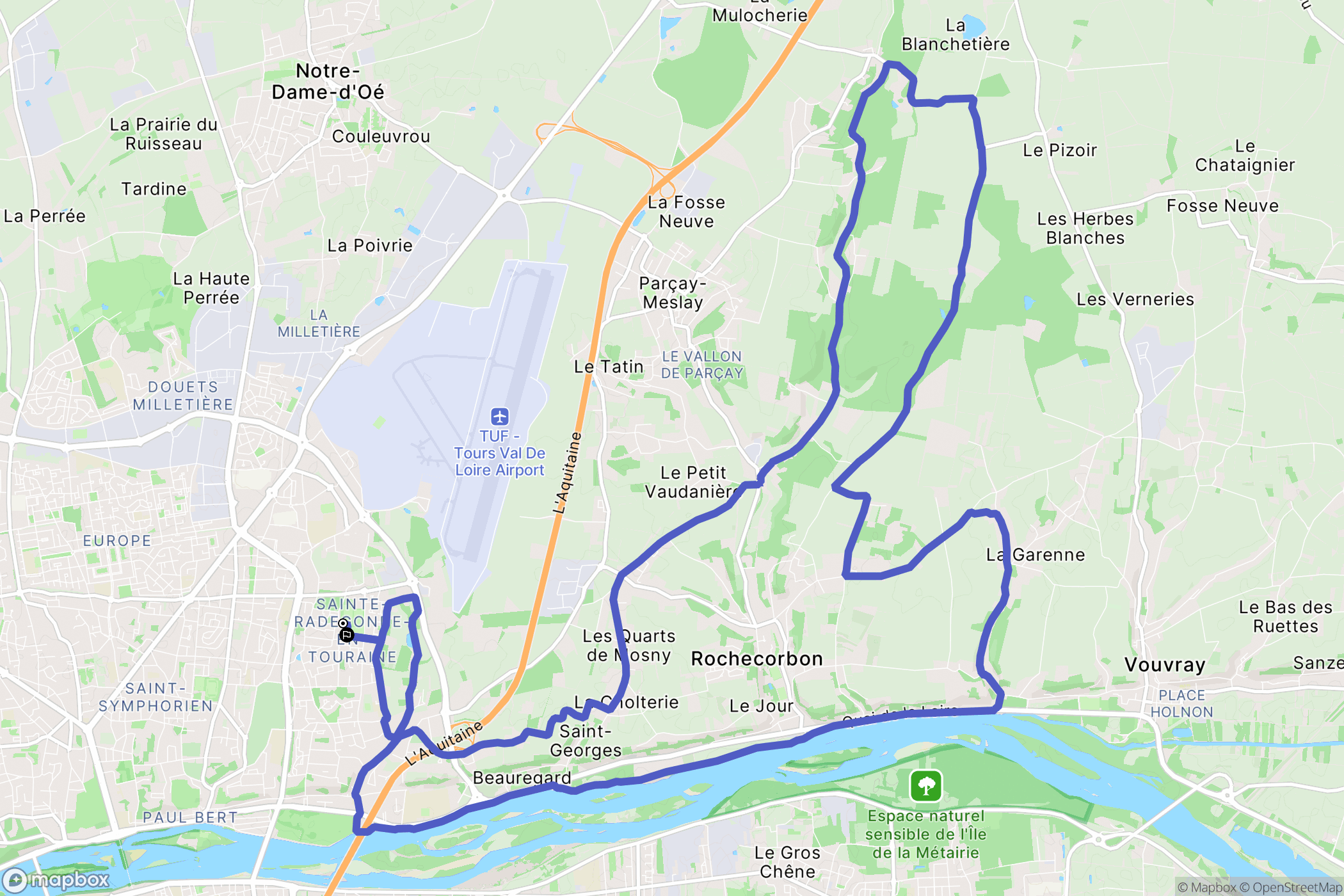 Tours : carte du parcours de randonnée - France