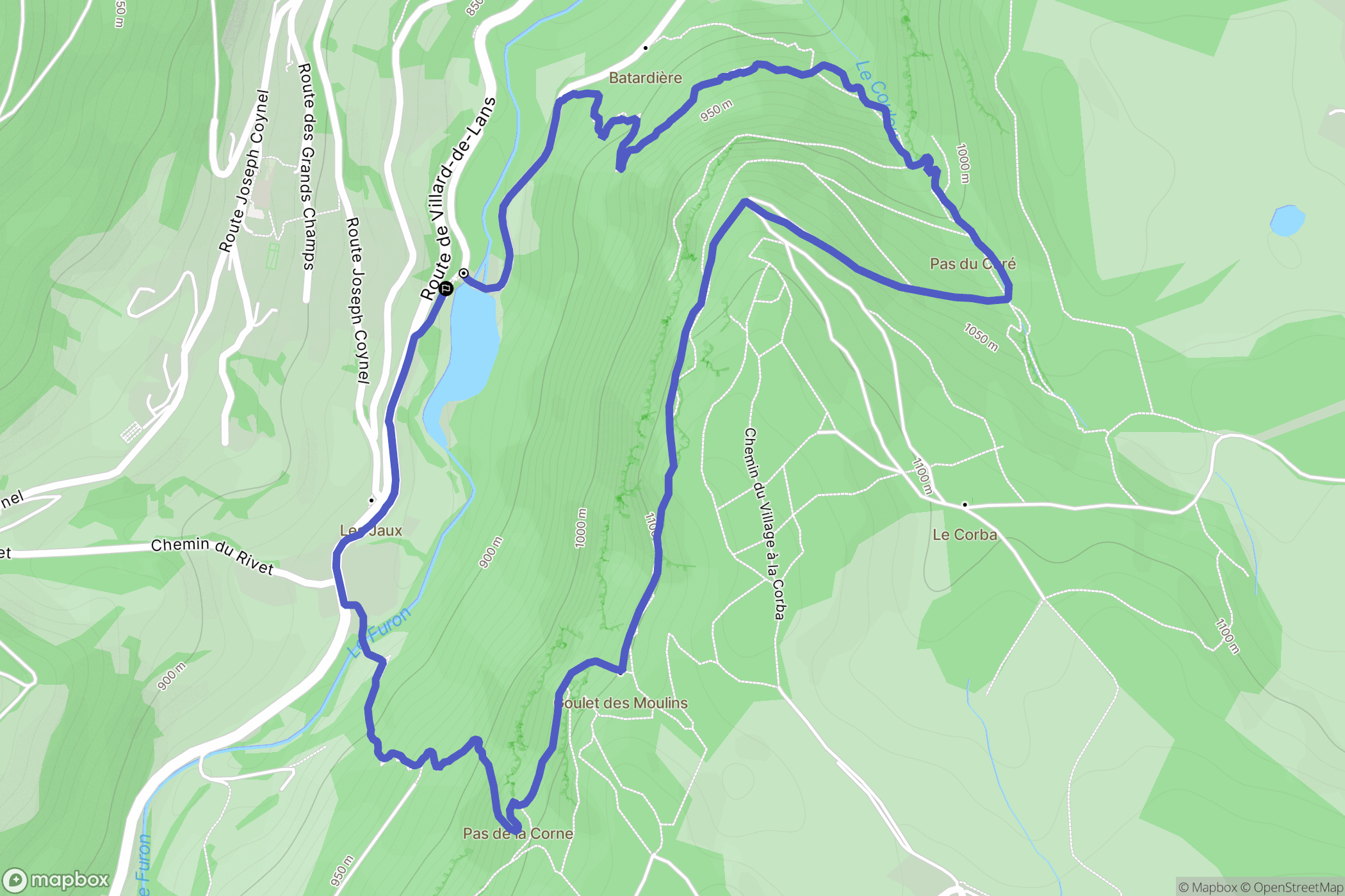 Engins : carte du parcours de randonnée - France