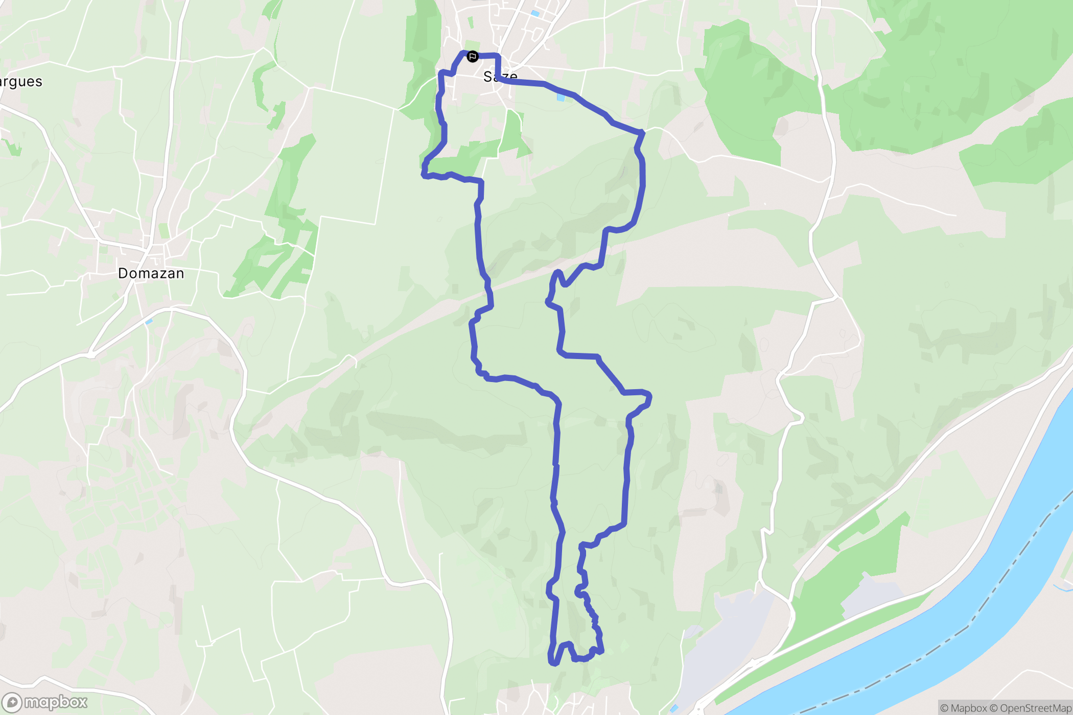 Saze : carte du parcours de randonnée - France