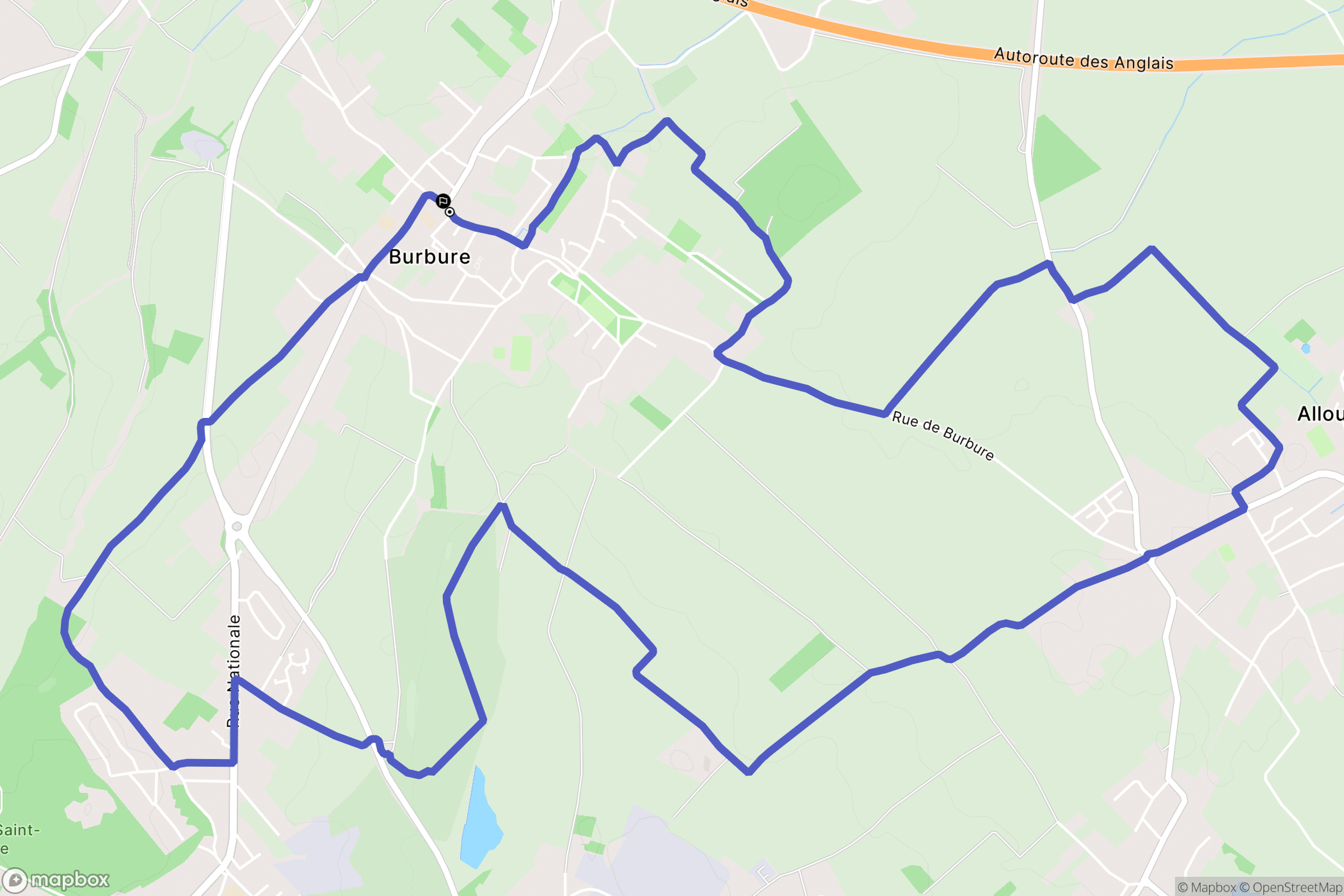 Burbure : carte du parcours de randonnée - France