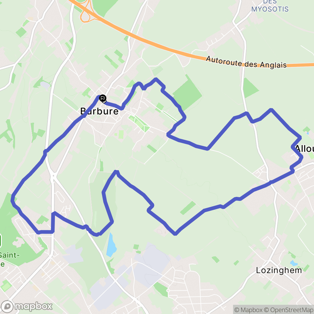 Burbure : carte du parcours de randonnée - France