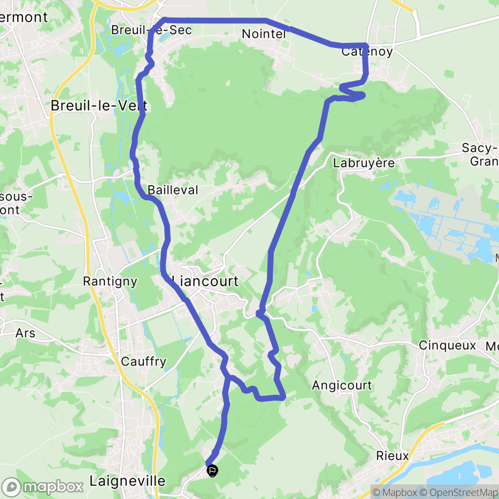 Monchy-Saint-Éloi : carte du parcours de randonnée - France