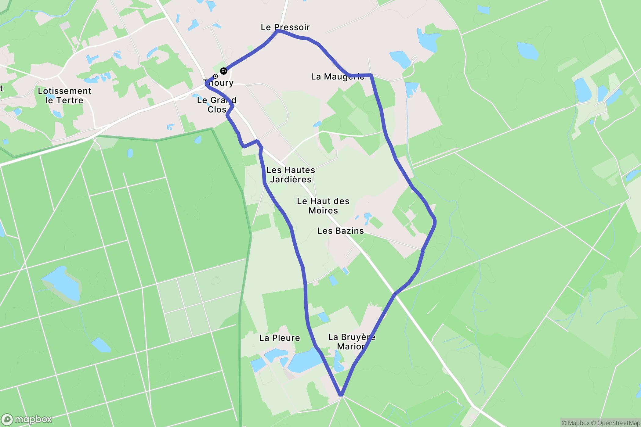 Thoury : carte du parcours de randonnée - France