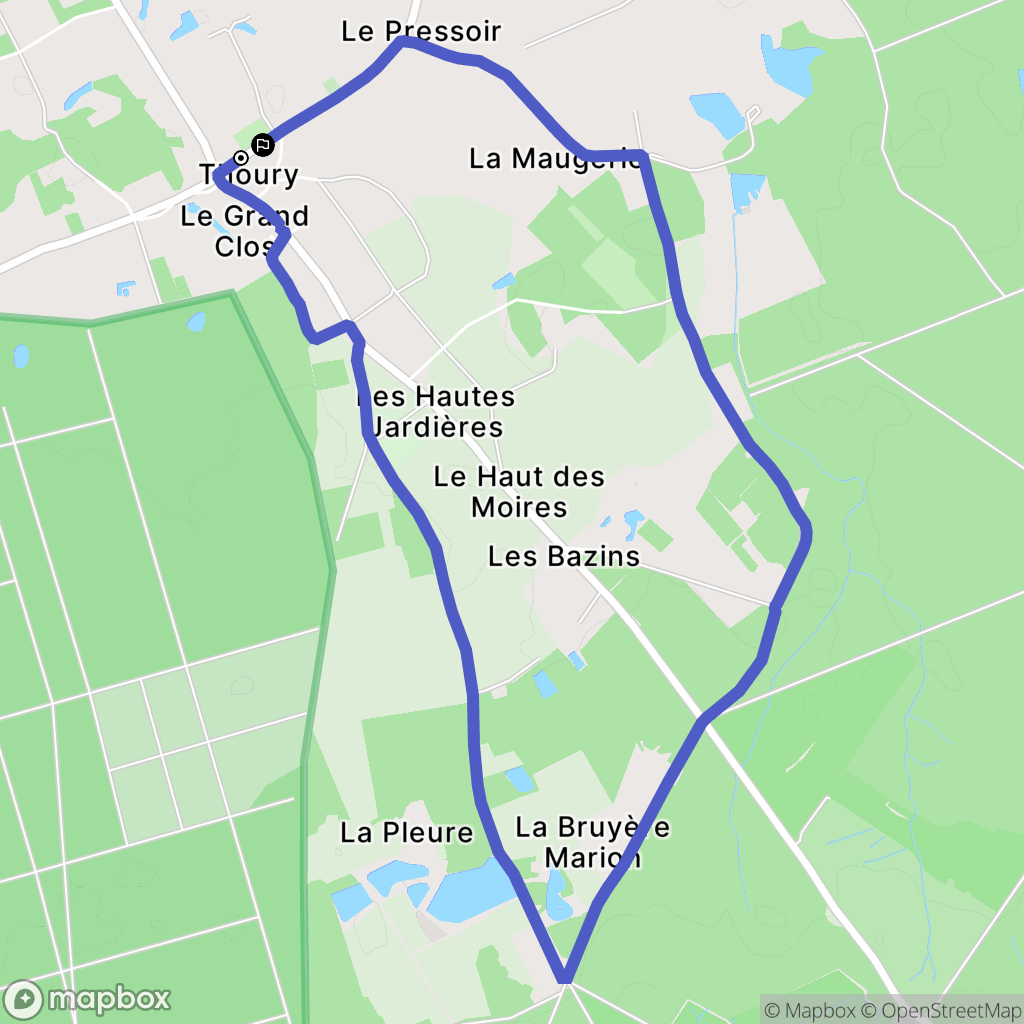 Thoury : carte du parcours de randonnée - France