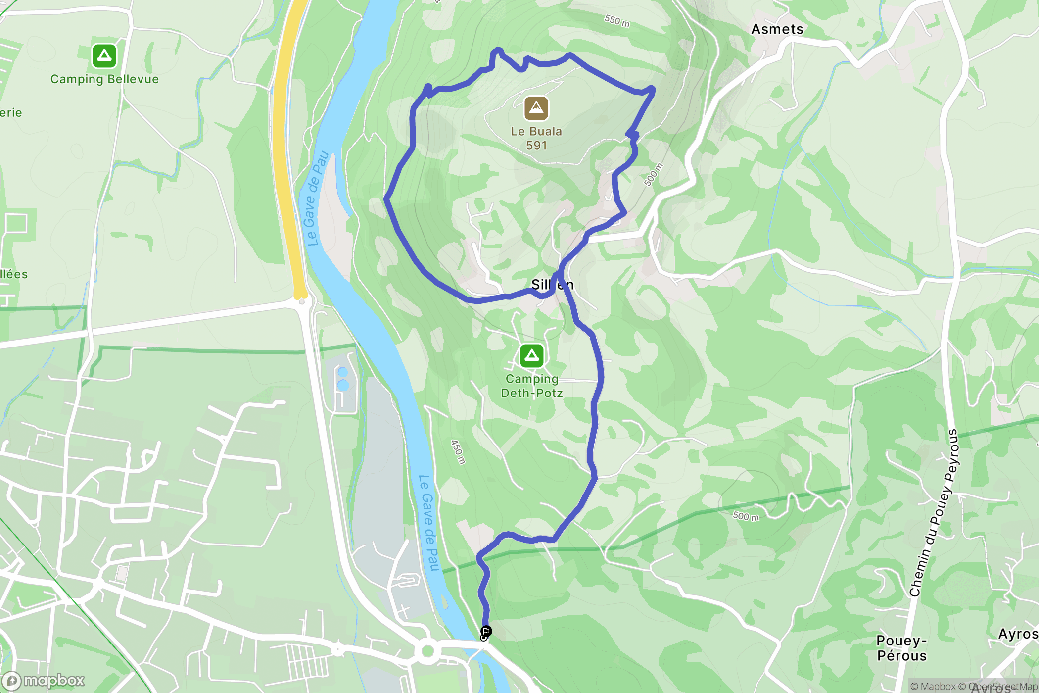 Ayros-Arbouix : carte du parcours de randonnée - France