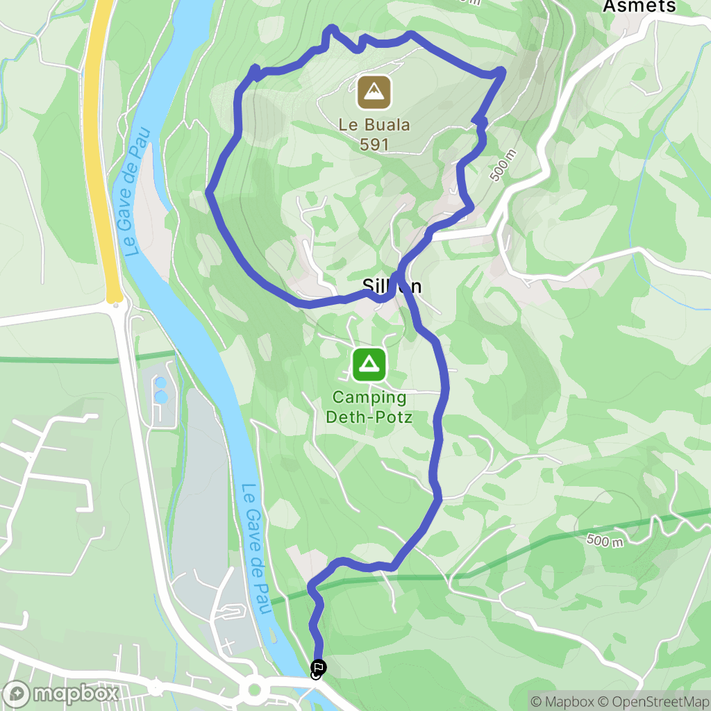Ayros-Arbouix : carte du parcours de randonnée - France