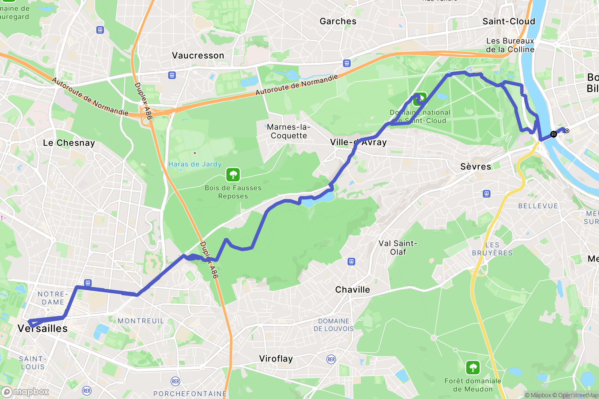 Boulogne-Billancourt : carte du parcours de randonnée - France