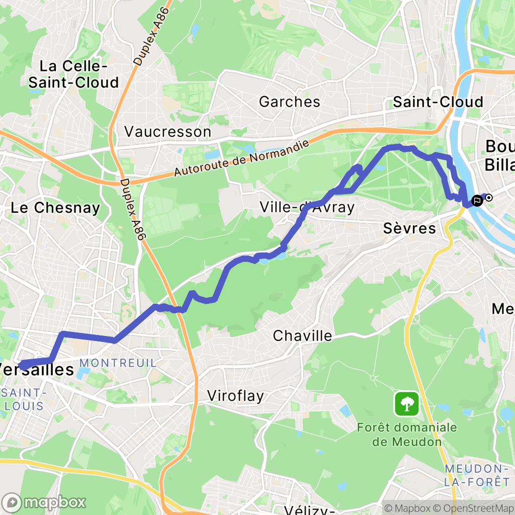 Boulogne-Billancourt : carte du parcours de randonnée - France