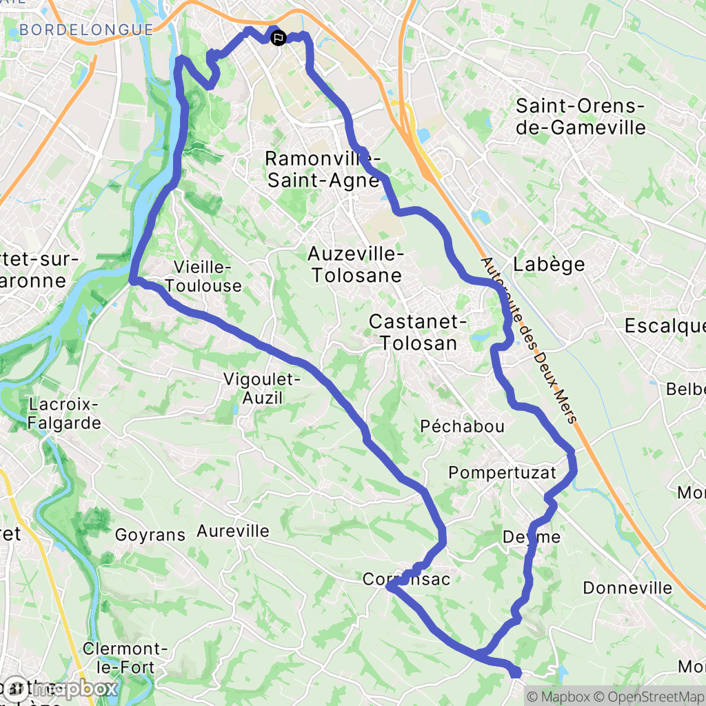 Toulouse : carte du parcours de randonnée - France