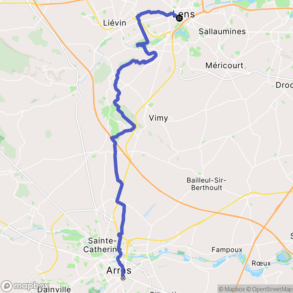 Arras : carte du parcours de randonnée - France