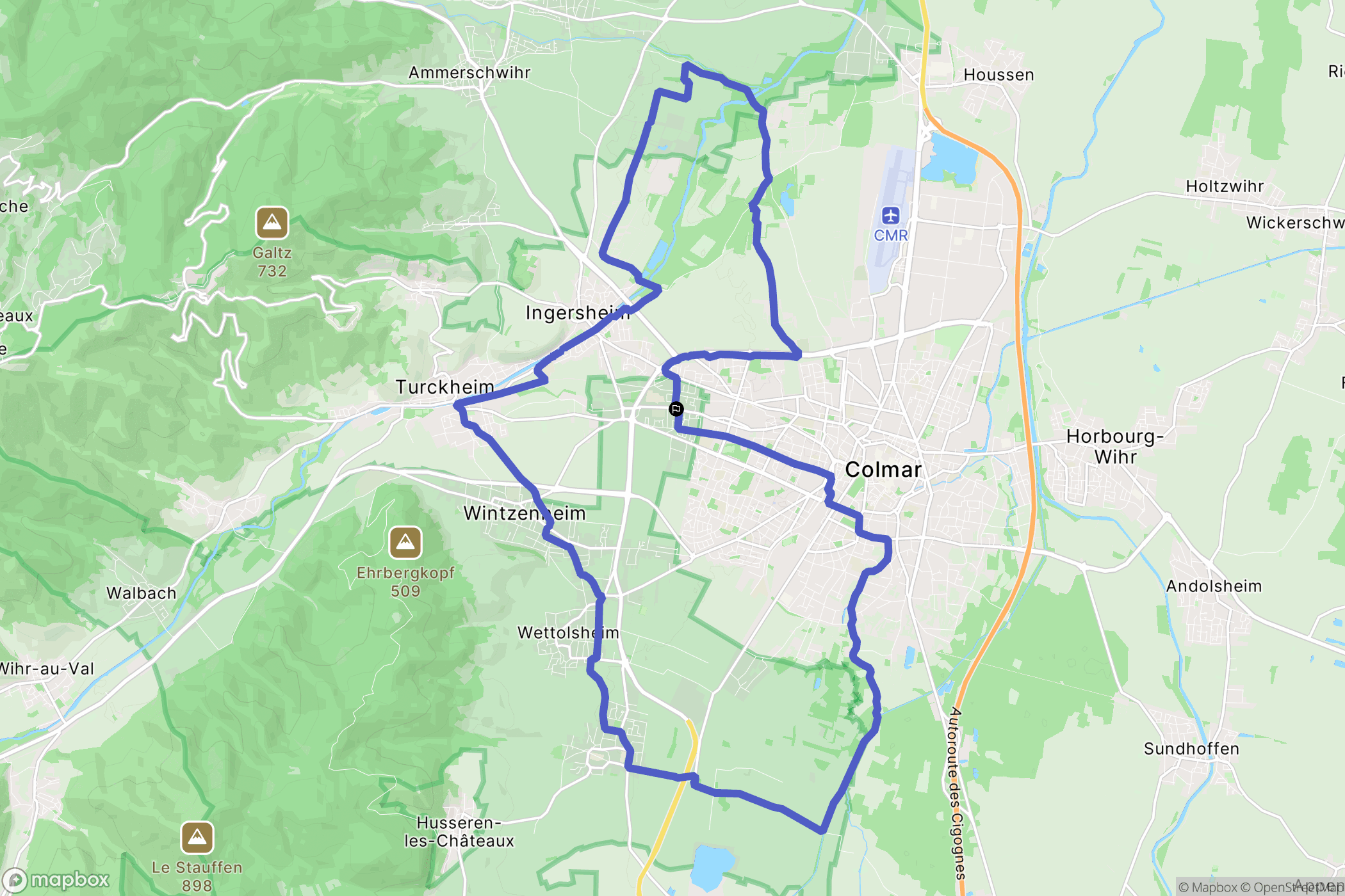 Wintzenheim : carte du parcours de randonnée - France