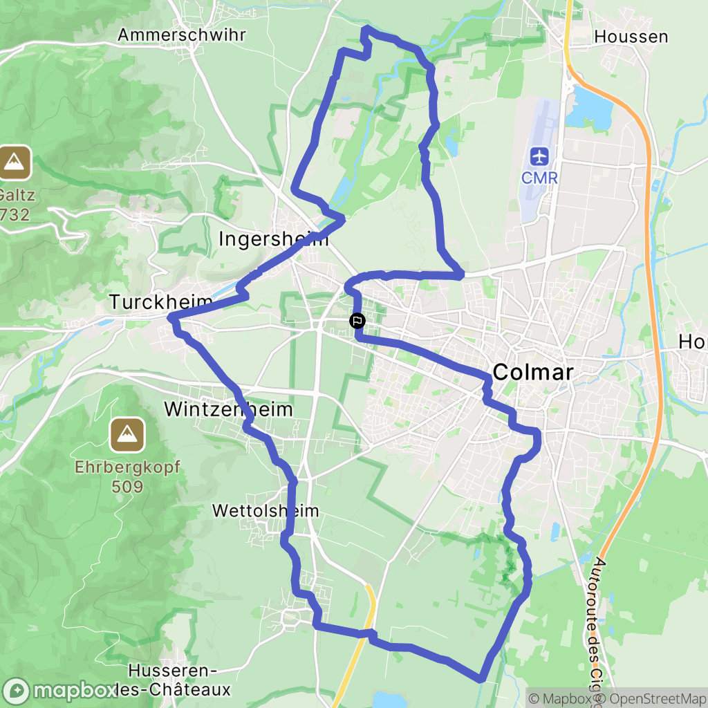 Wintzenheim : carte du parcours de randonnée - France