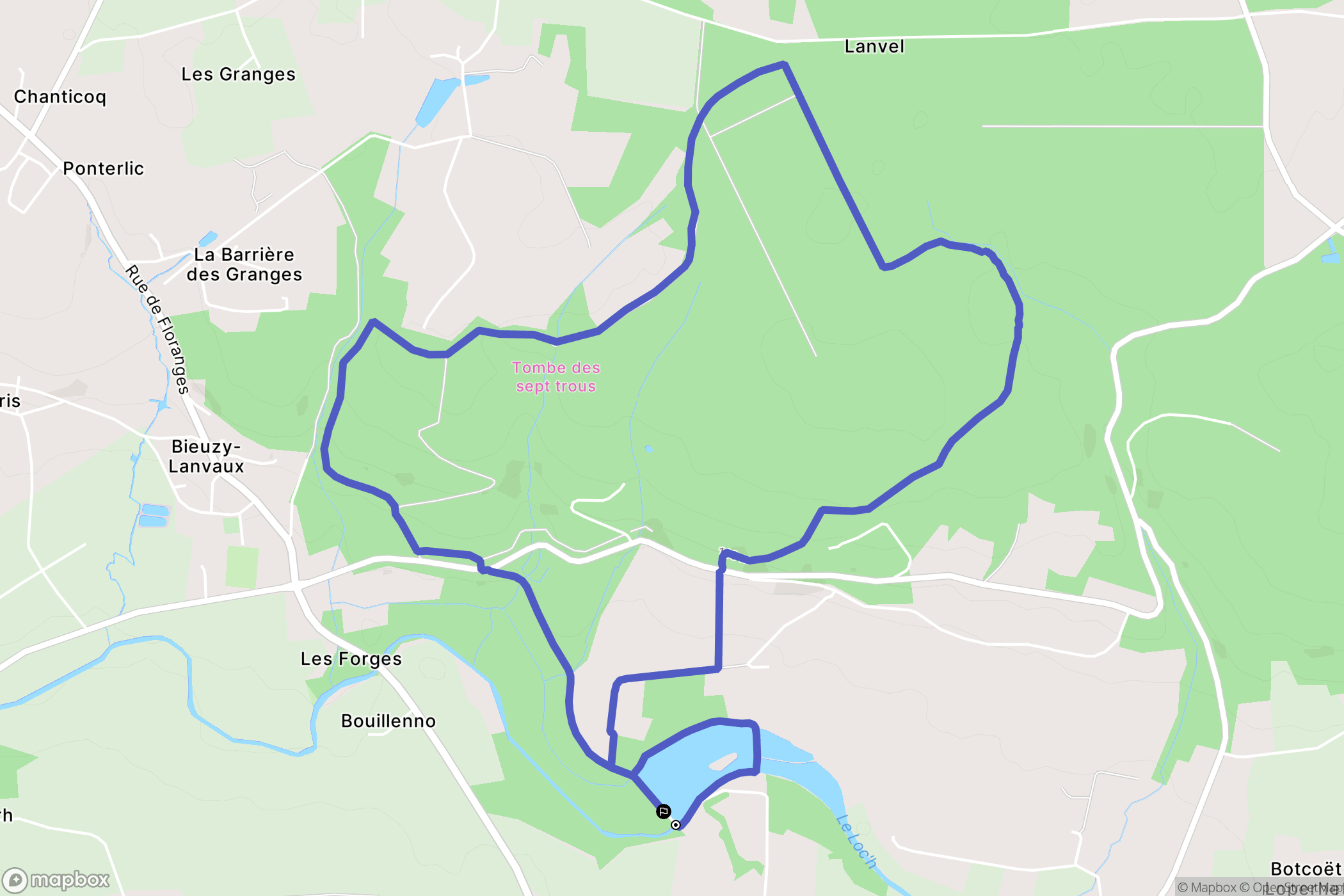 Brandivy : carte du parcours de randonnée - France