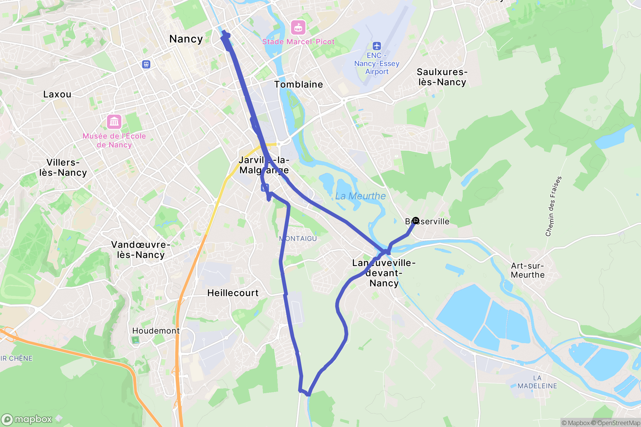 Art-sur-Meurthe : carte du parcours de randonnée - France