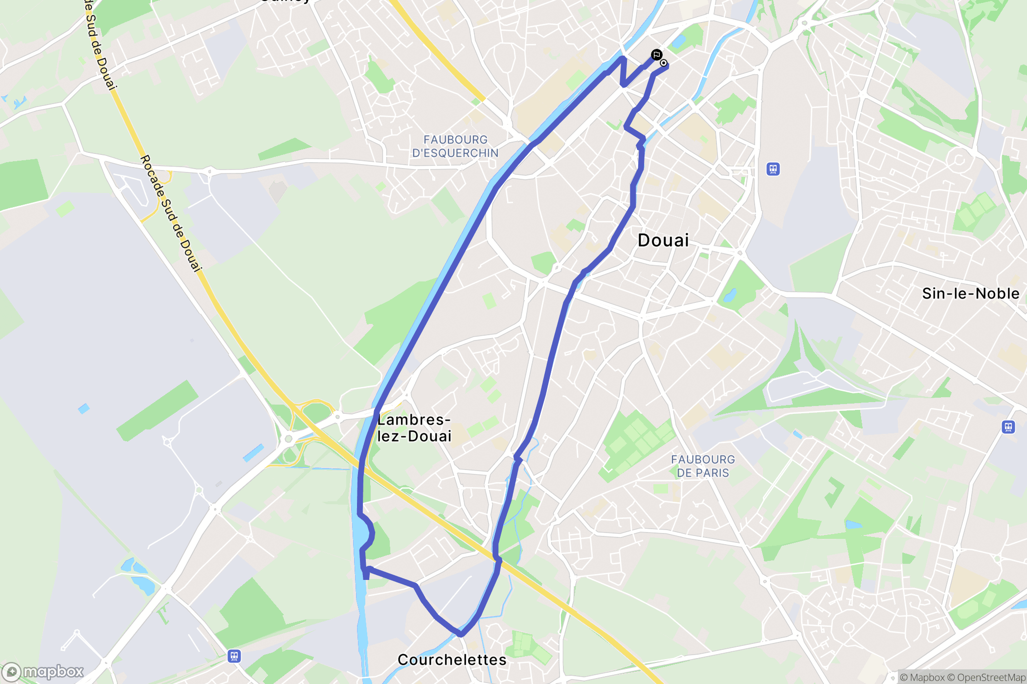 Douai : carte du parcours de randonnée - France