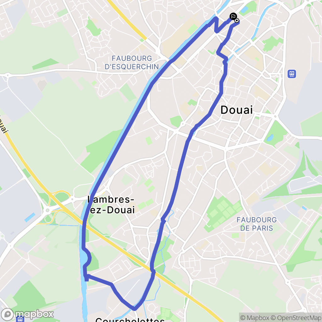 Douai : carte du parcours de randonnée - France