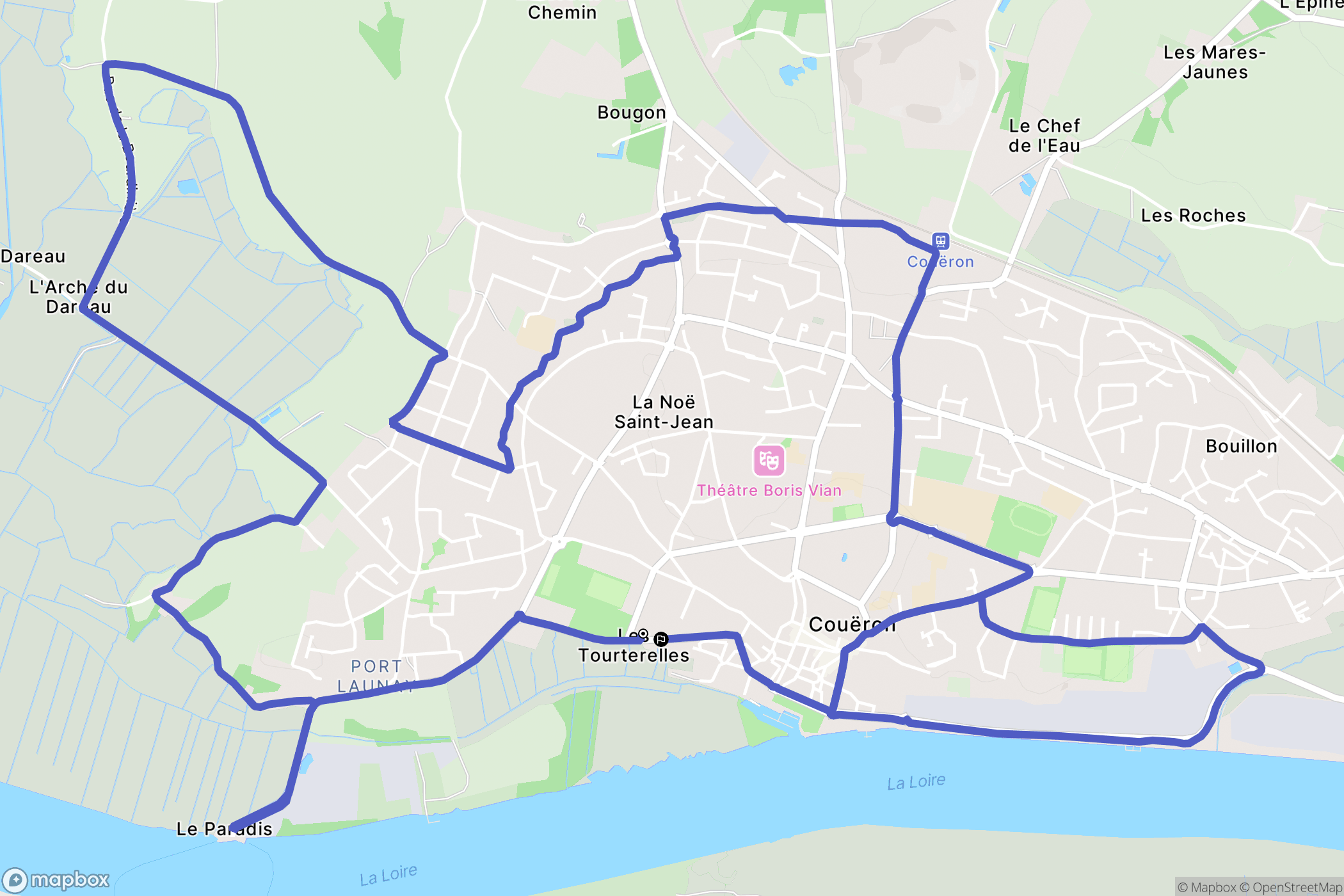 Couëron : carte du parcours de randonnée - France