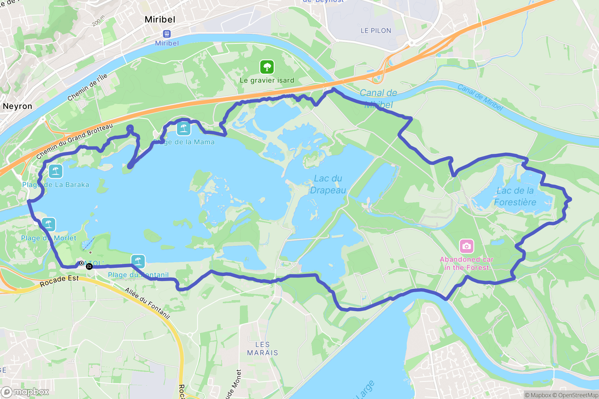 Vaulx-en-Velin : carte du parcours de randonnée - France
