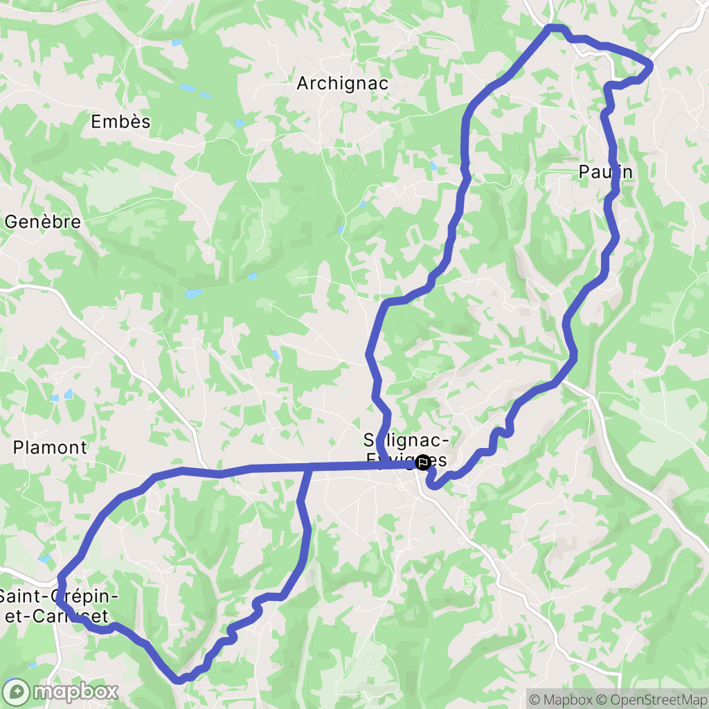 Salignac-Eyvigues : carte du parcours de randonnée - France