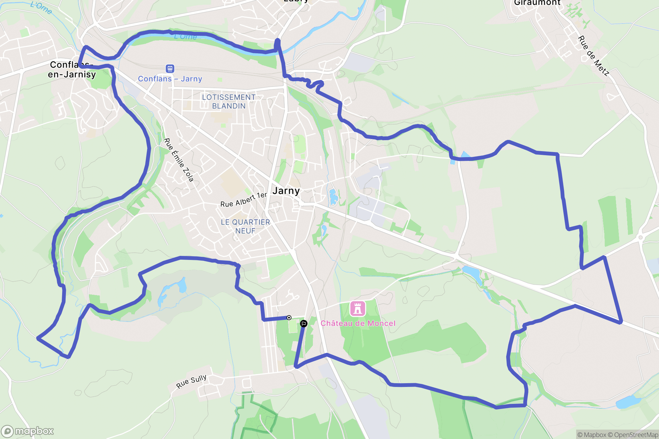 Jarny : carte du parcours de randonnée - France