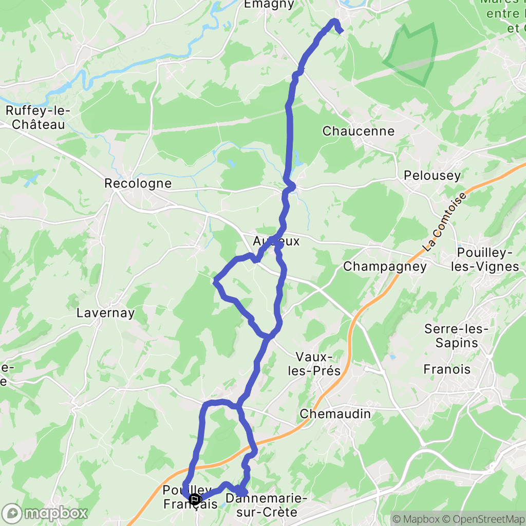 Pouilley-Français : carte du parcours de randonnée - France