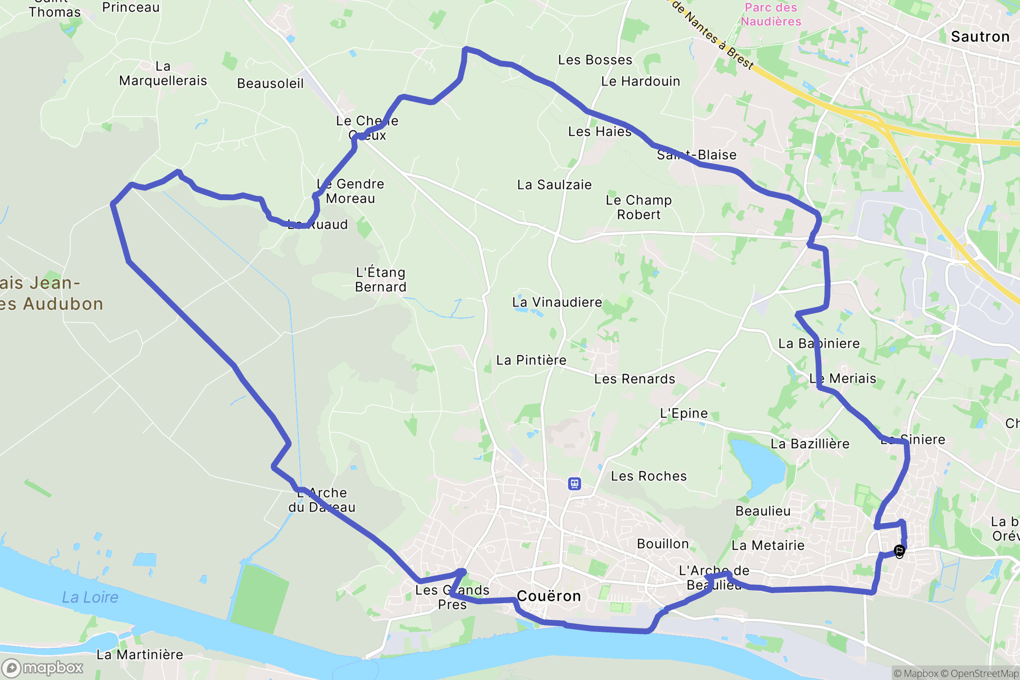 Couëron : carte du parcours de randonnée - France
