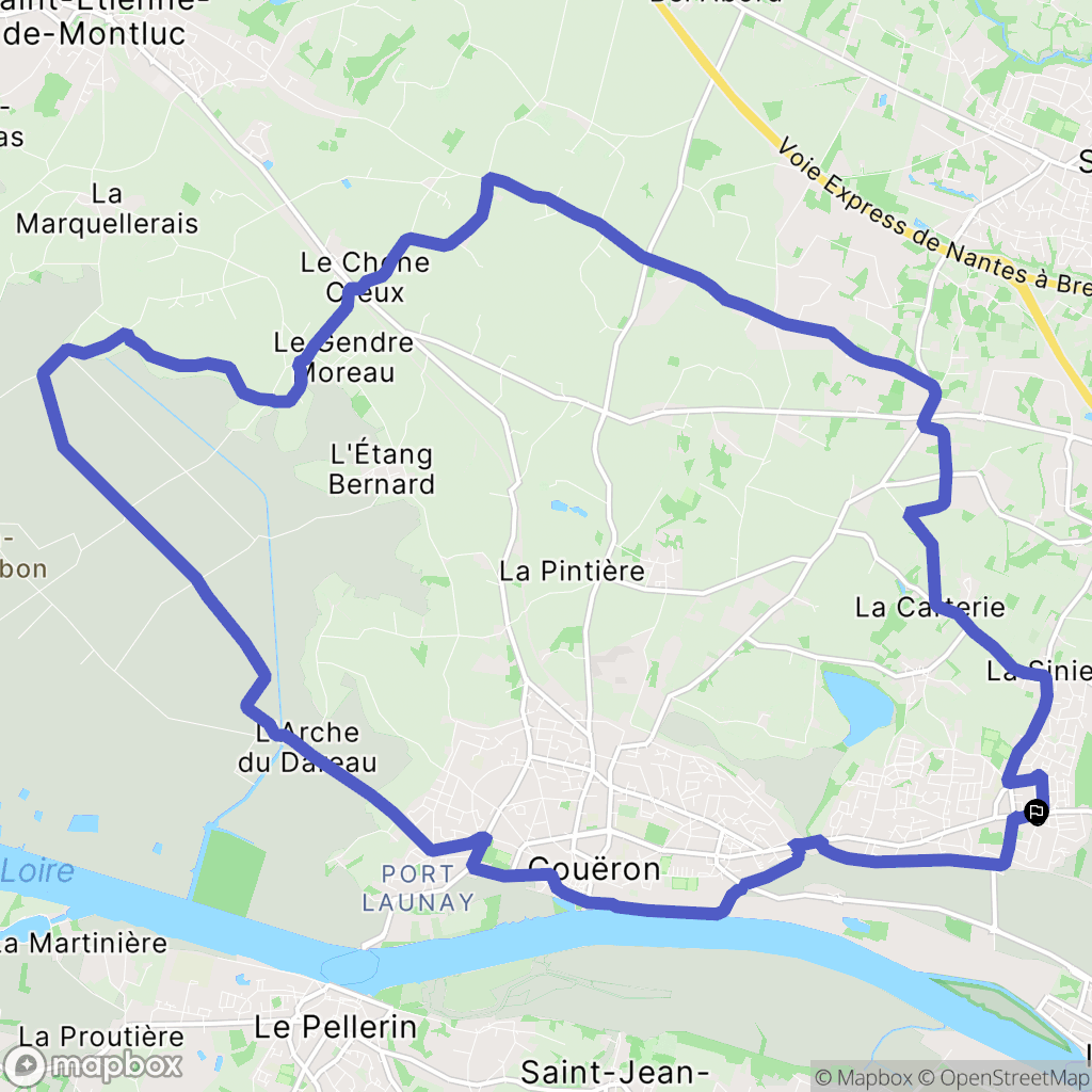 Couëron : carte du parcours de randonnée - France