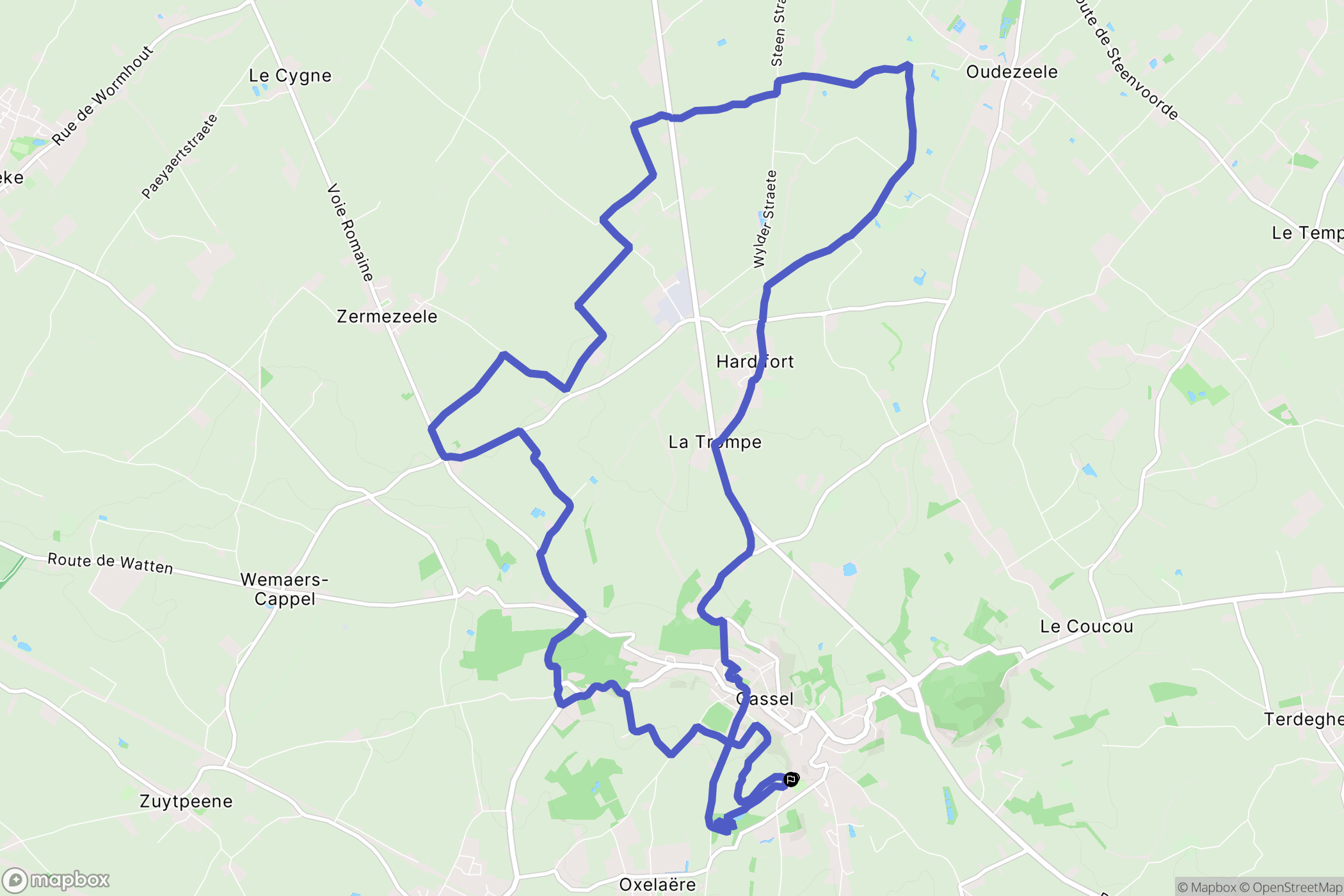 Cassel : carte du parcours de randonnée - France