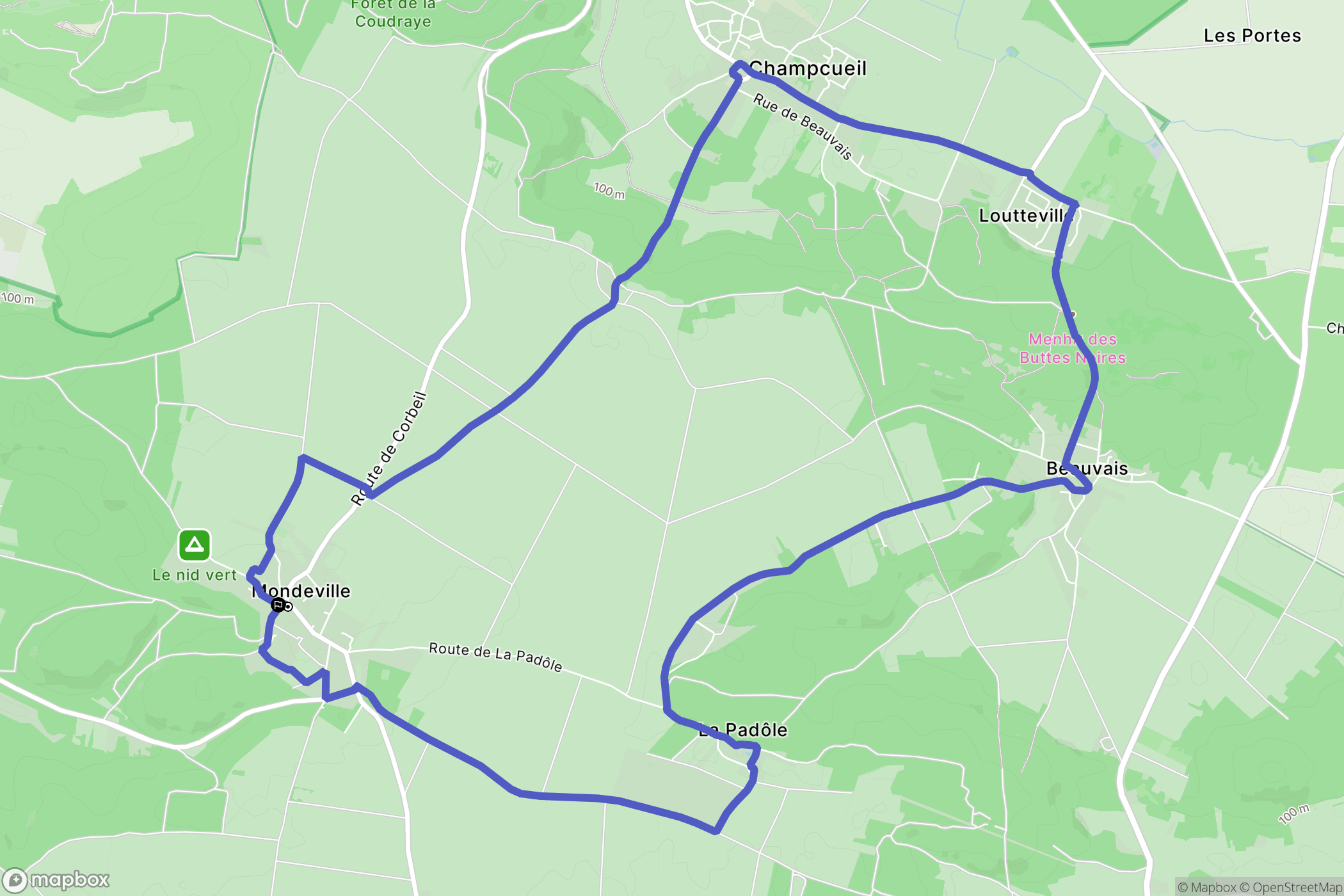 Mondeville : carte du parcours de randonnée - France