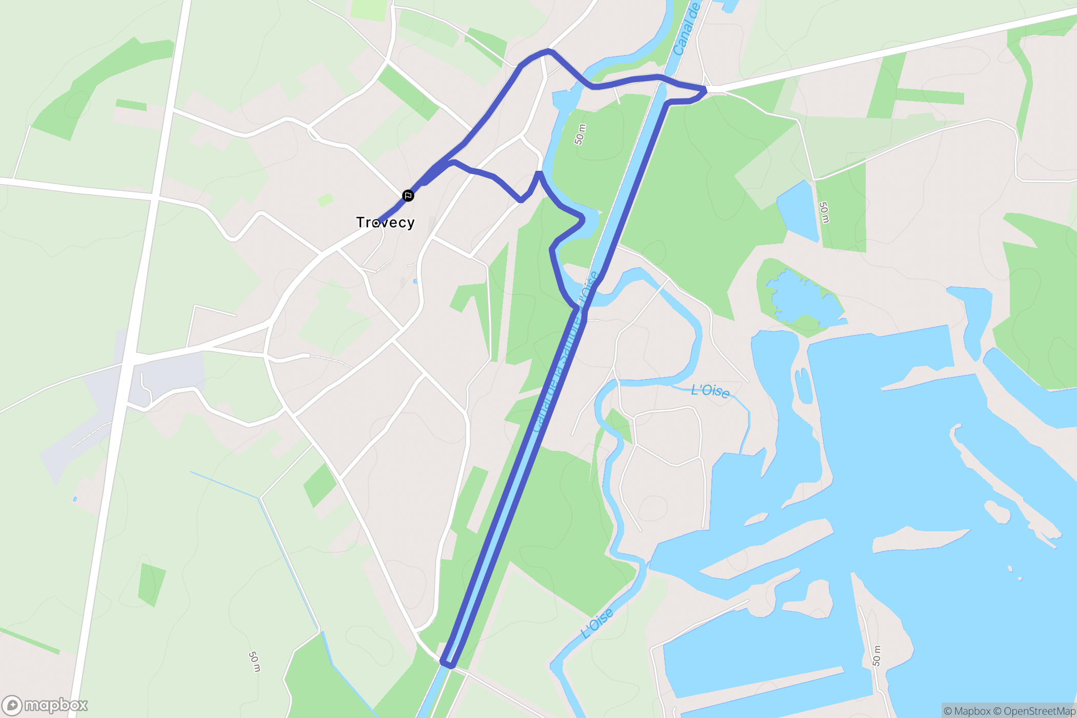 Travecy : carte du parcours de randonnée - France