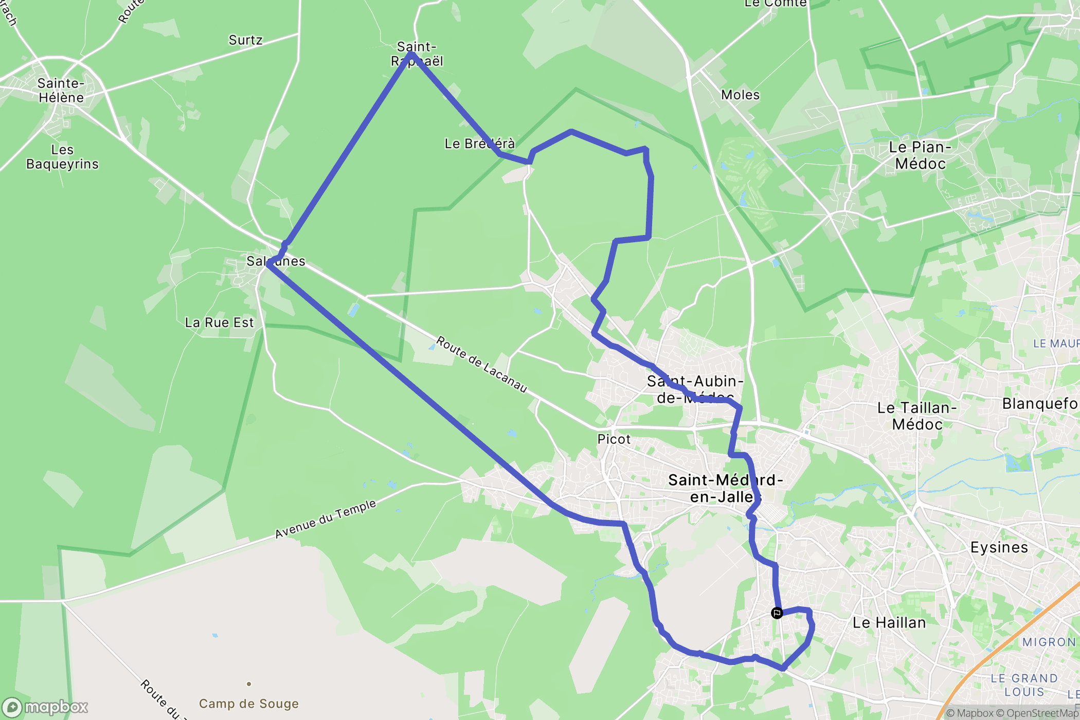 Saint-Médard-en-Jalles : carte du parcours de randonnée - France