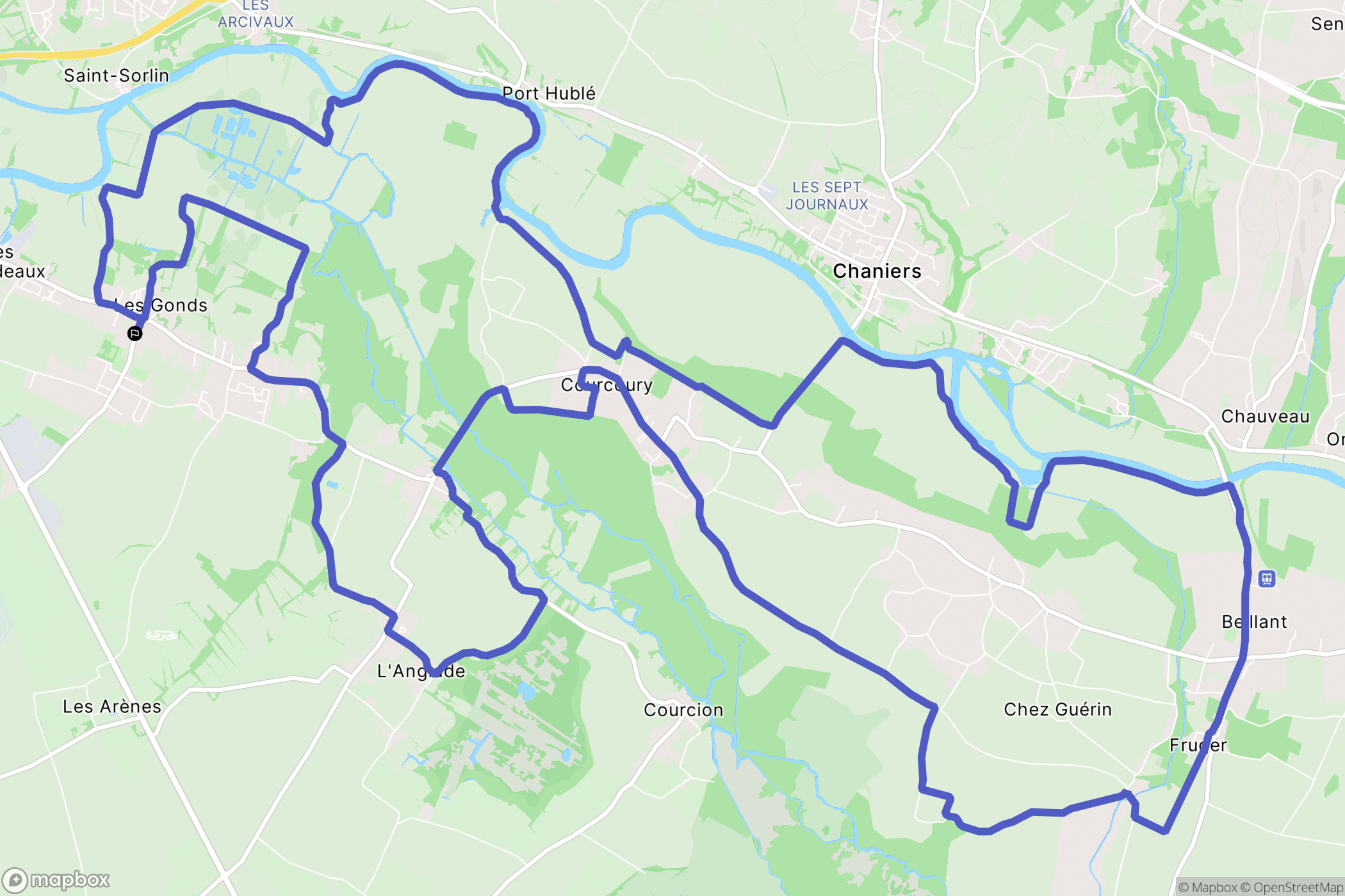 Les Gonds : carte du parcours de randonnée - France