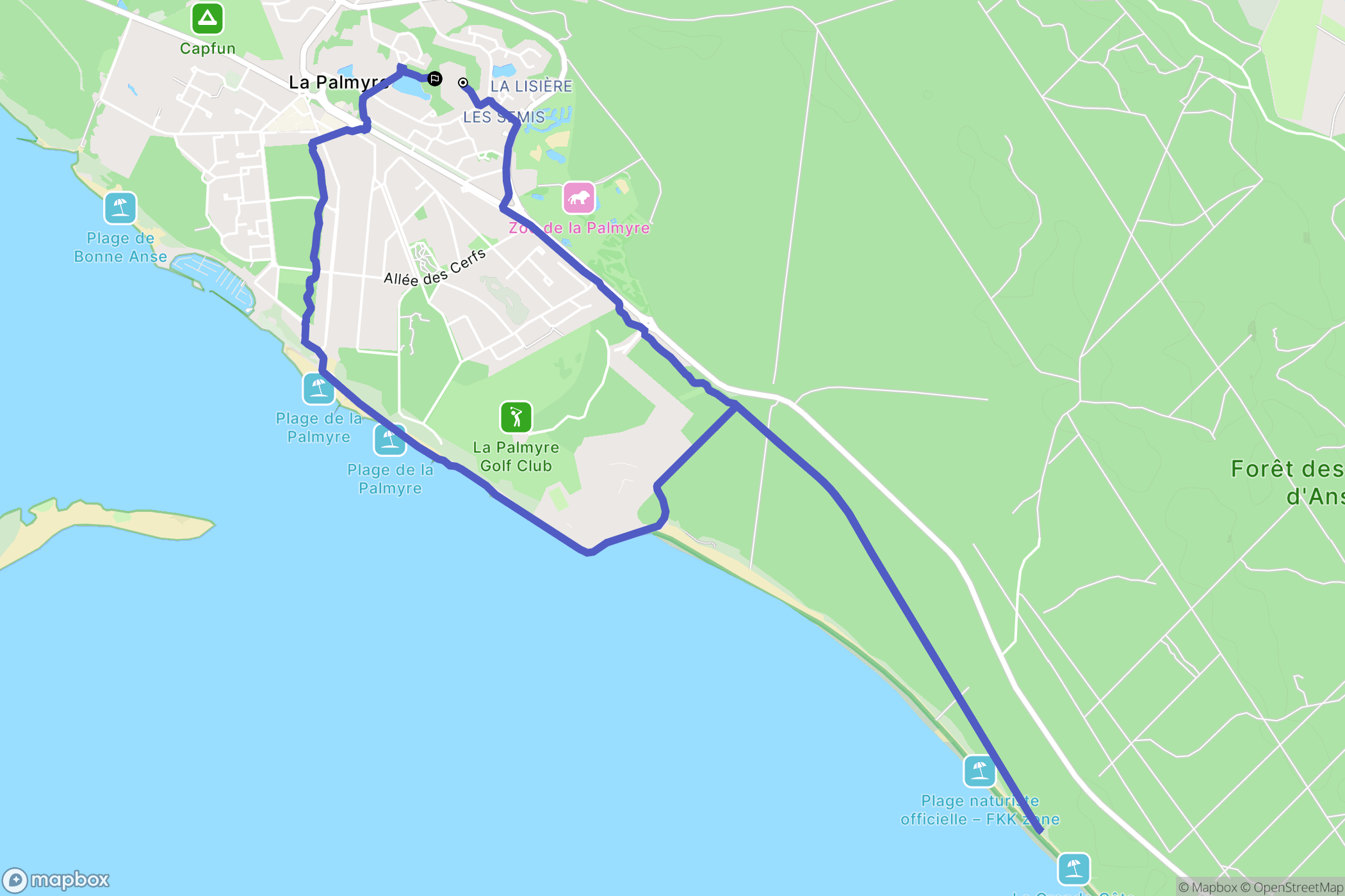 Les Mathes : carte du parcours de randonnée - France